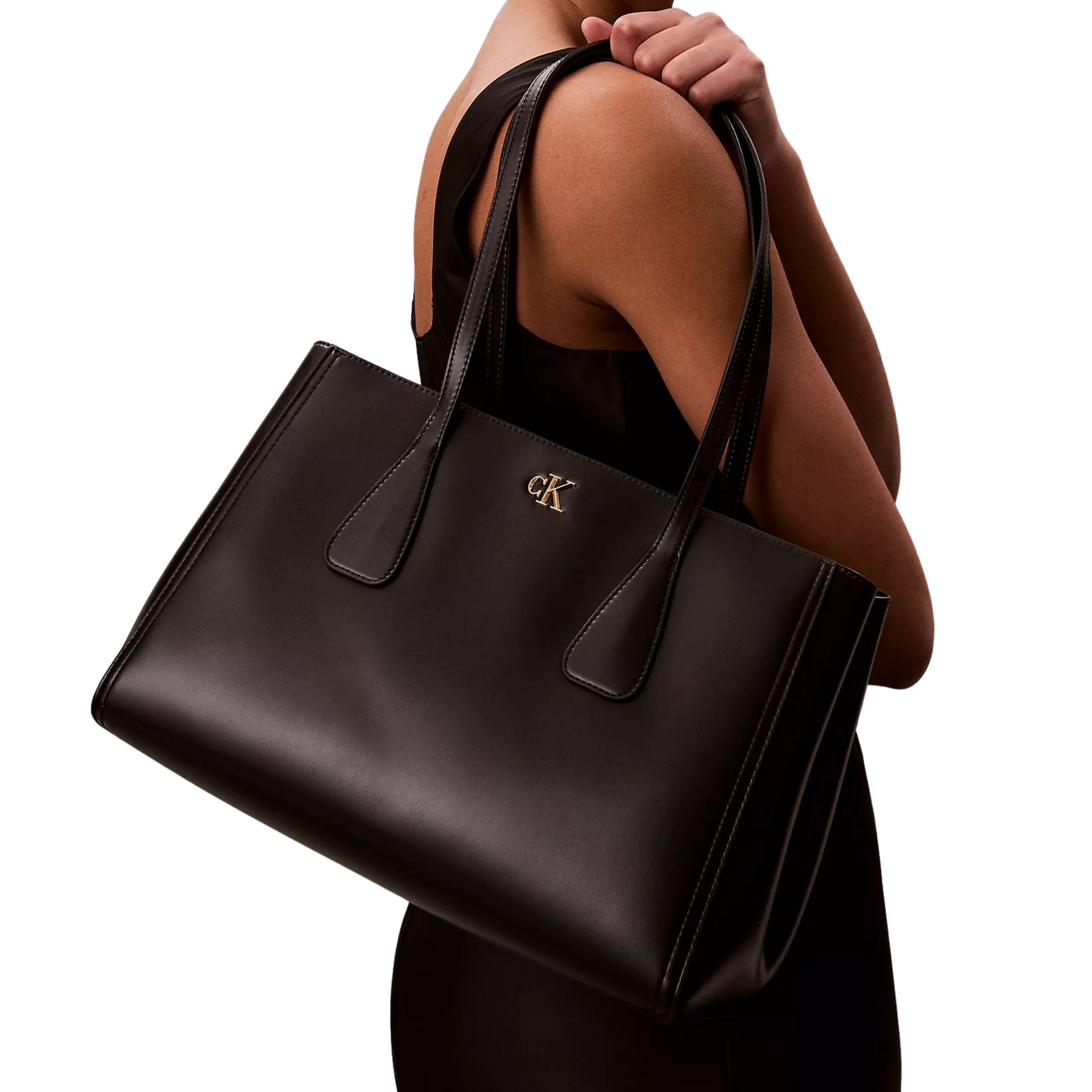 Calvin Klein Women Monogram Medium Work Tote Bag - Black