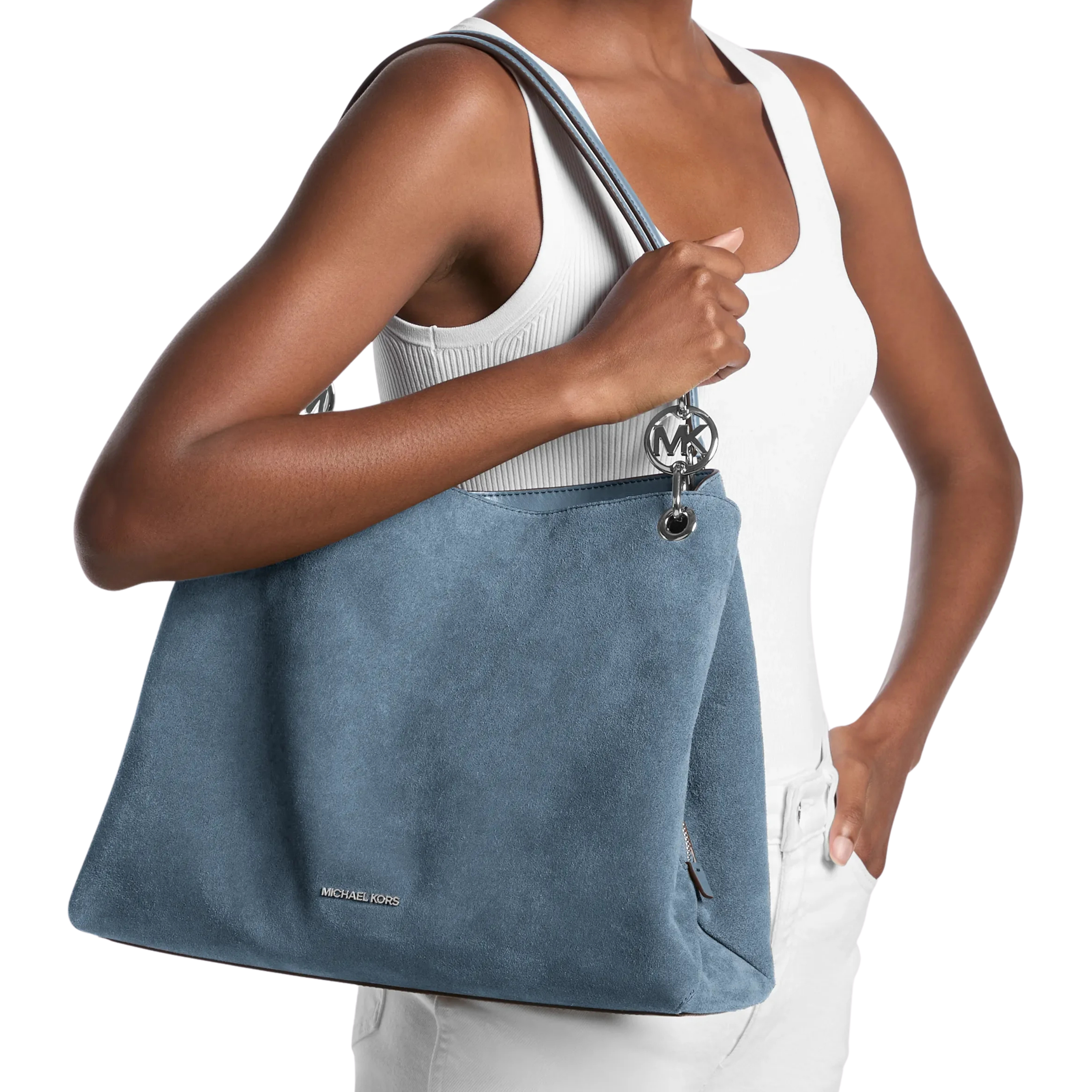 Michael Kors Women Christina Large Suede Shoulder Bag - Denim