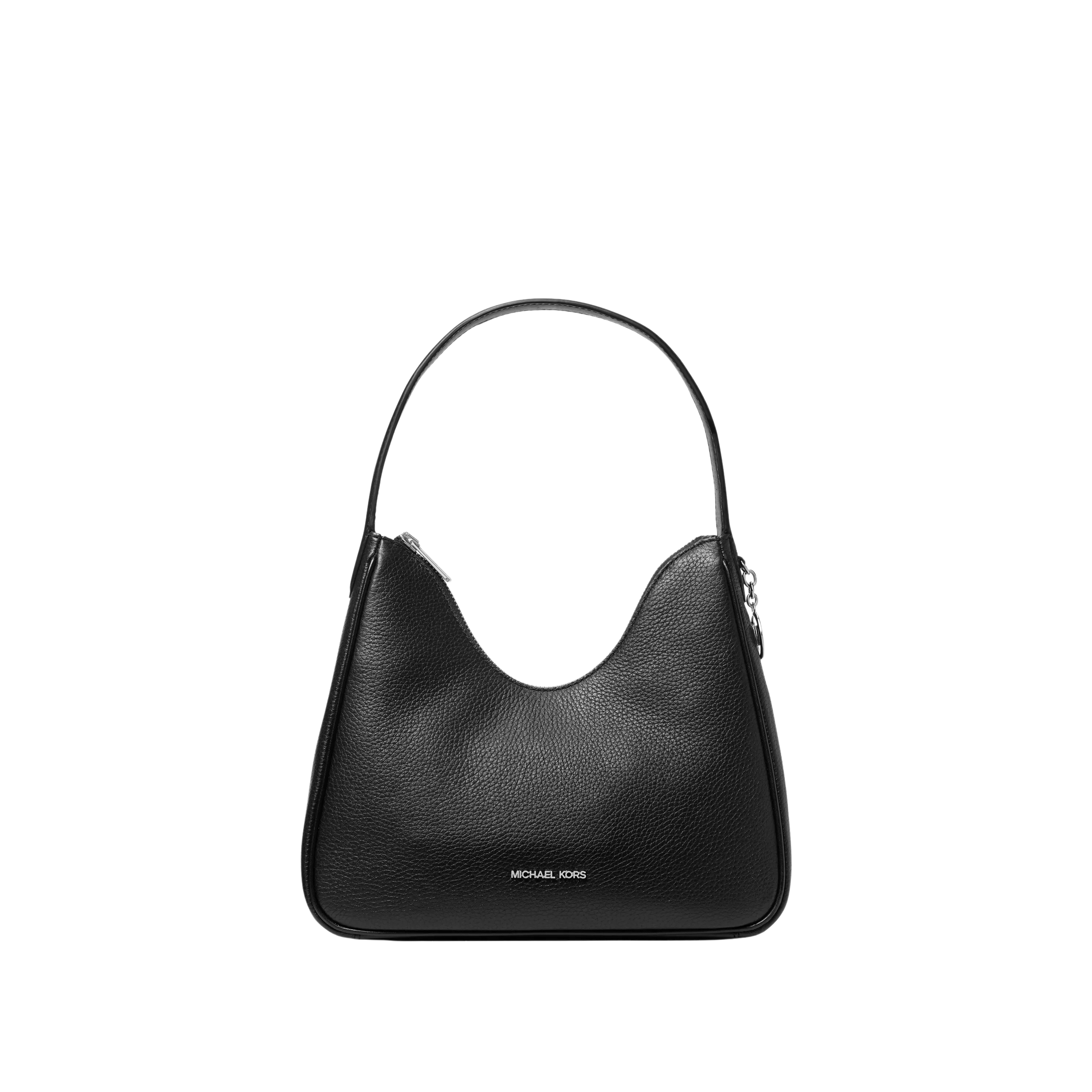Michael Kors Women Nayla Small Pebbled Leather Hobo Shoulder Bag - Black Silver