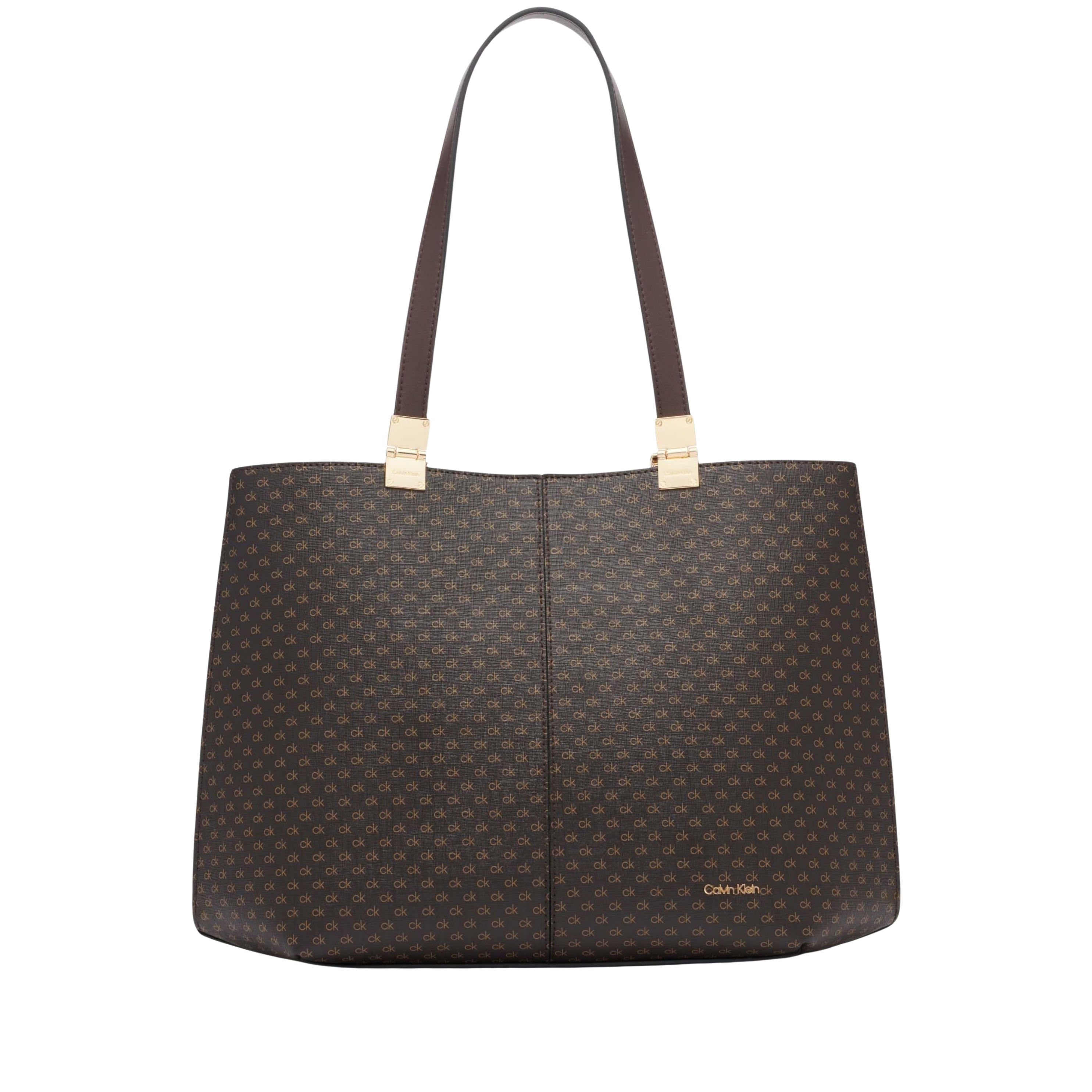 Calvin Klein Women Granite Geometric Signature Tote Bag - Brown Khaki Black
