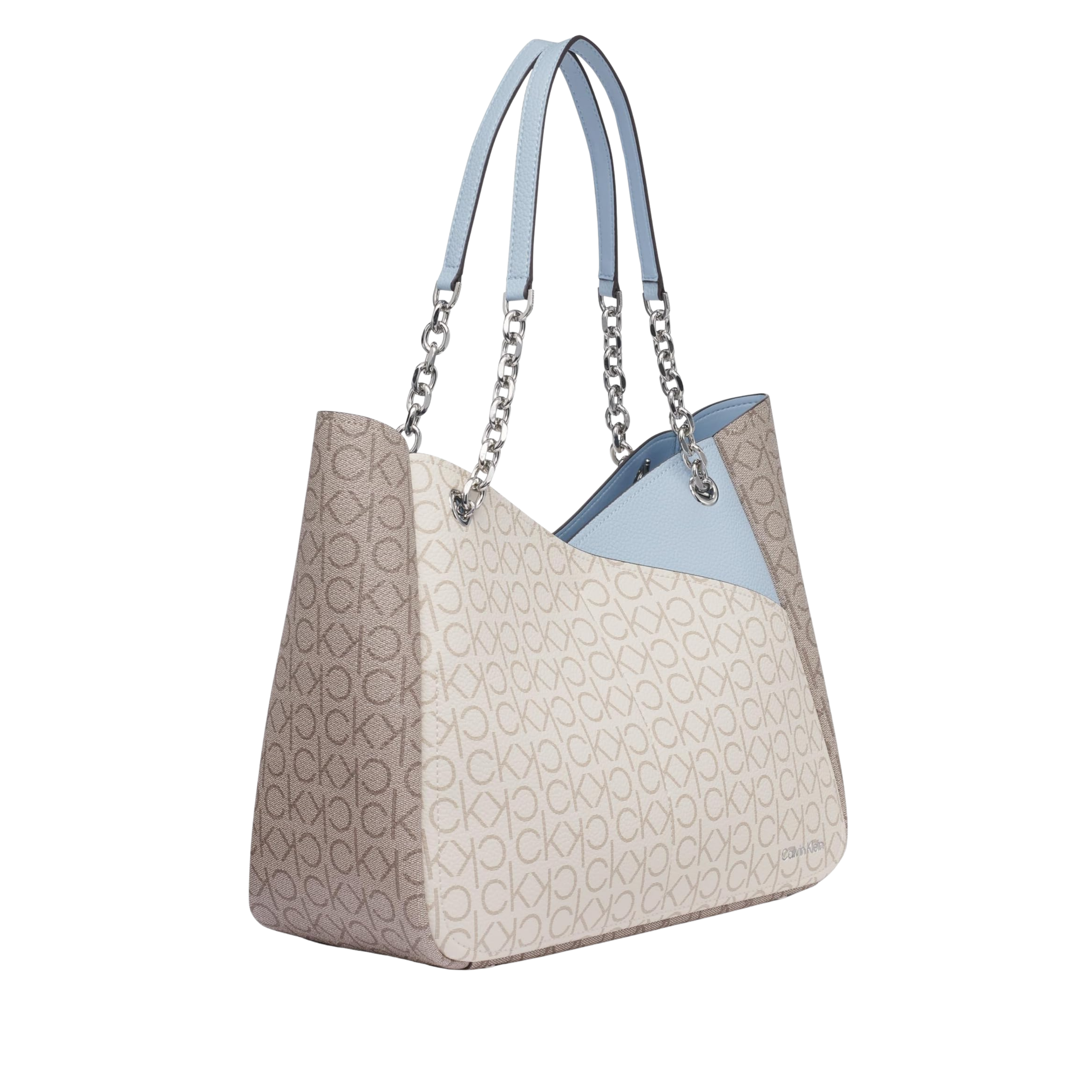 Calvin Klein Women Zoe Chain Tote Bag - Vanilla Khaki Dusty Blue