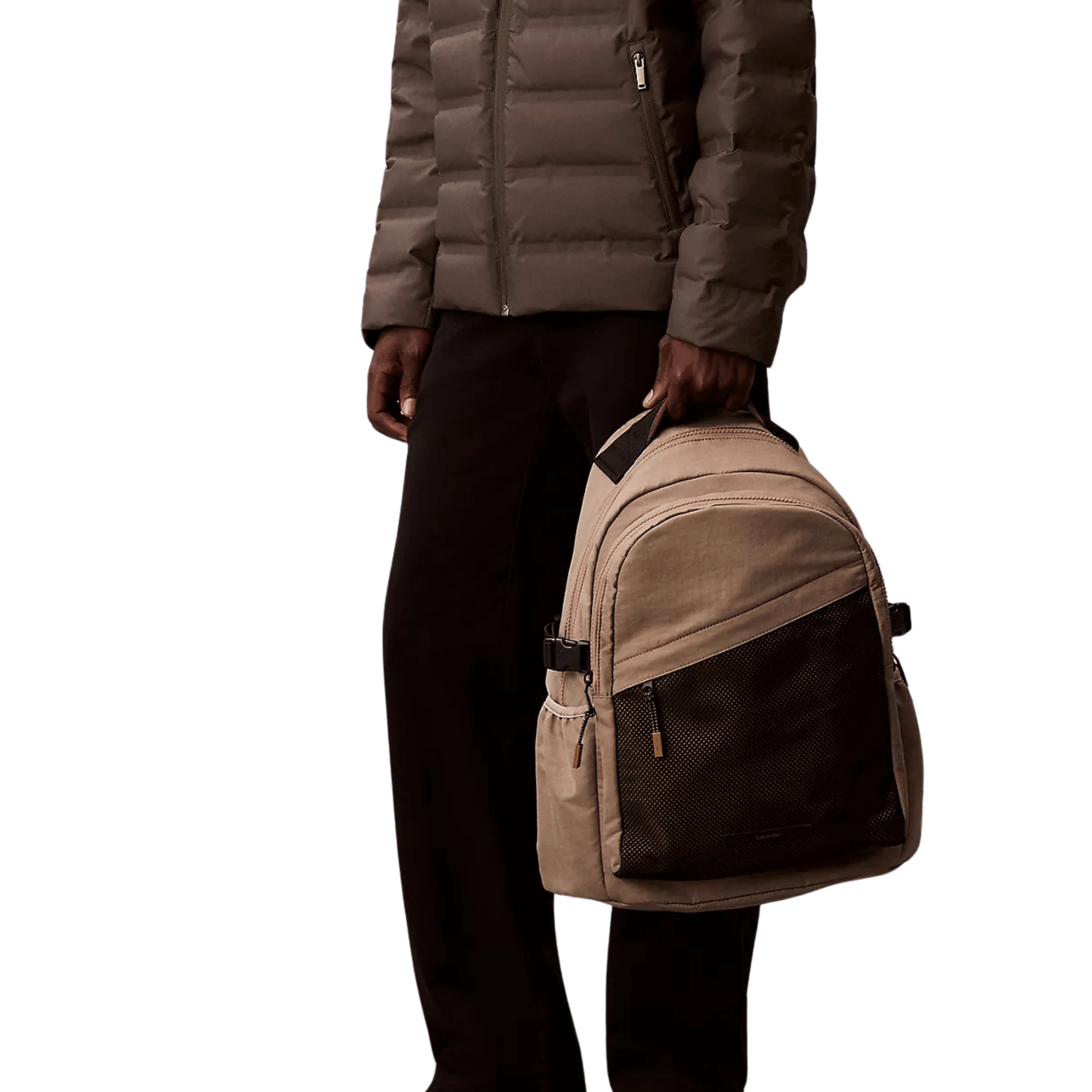 Calvin Klein Men Mesh Front Round Backpack - Desert Taupe