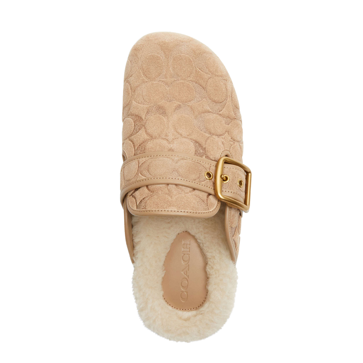 Coach Women's Archival Buckle Clog Shearling - Soft Beige