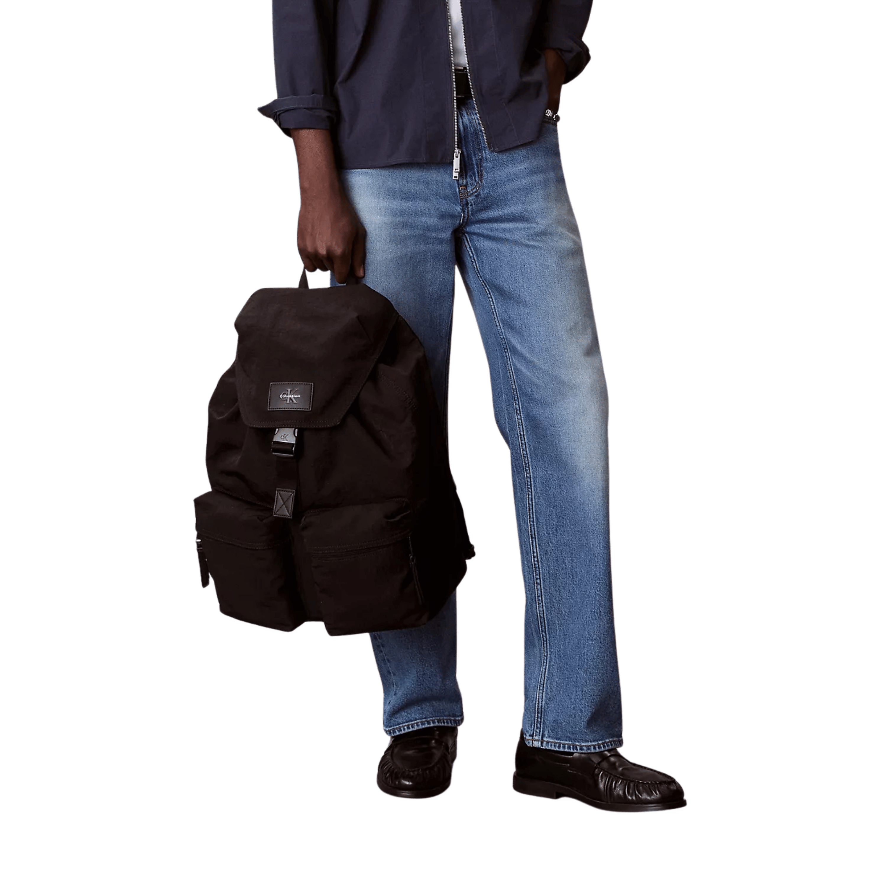 Calvin Klein Men Nylon Top Flap Backpack - Black