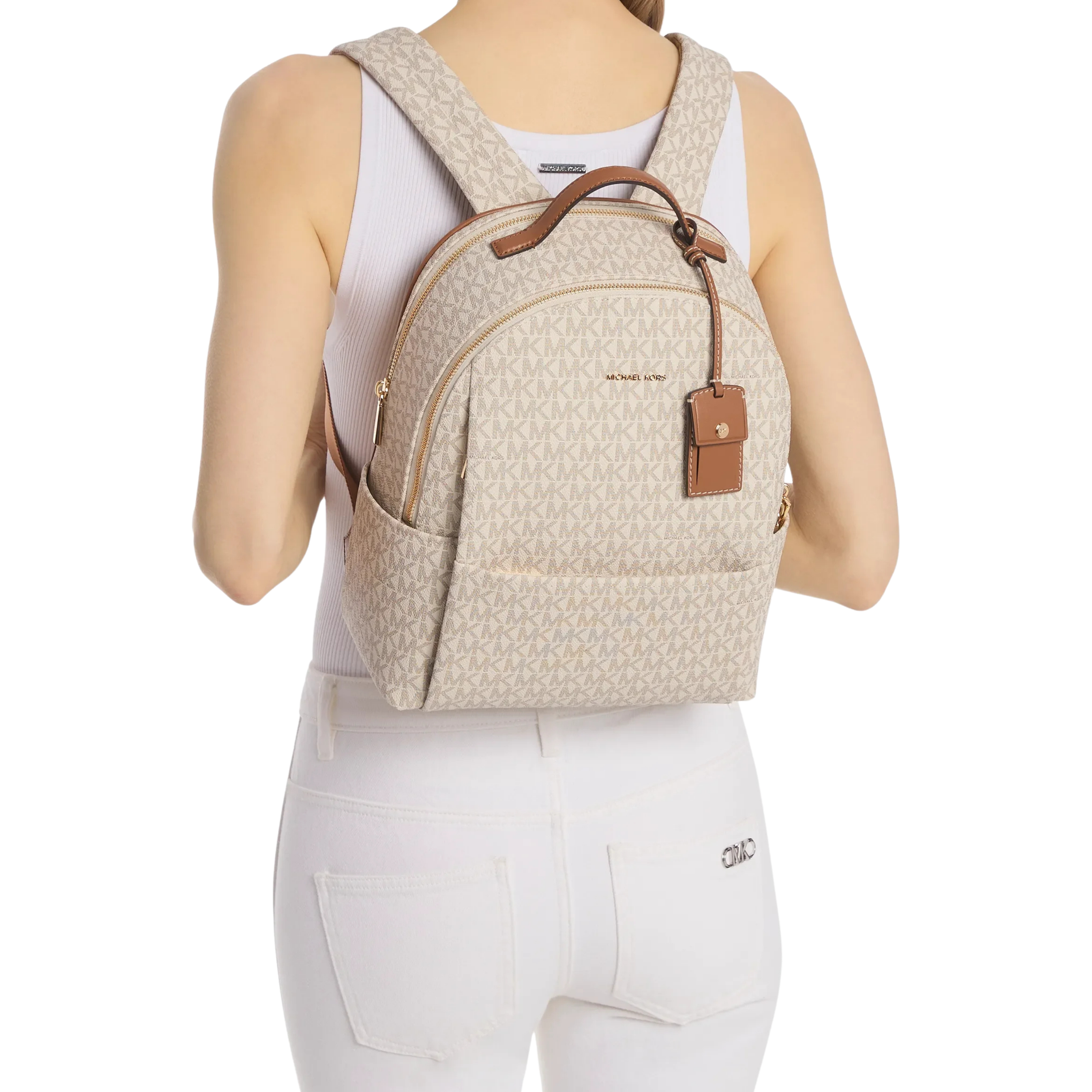 Michael Kors Women Sable Medium Signature Logo Backpack - Vanilla