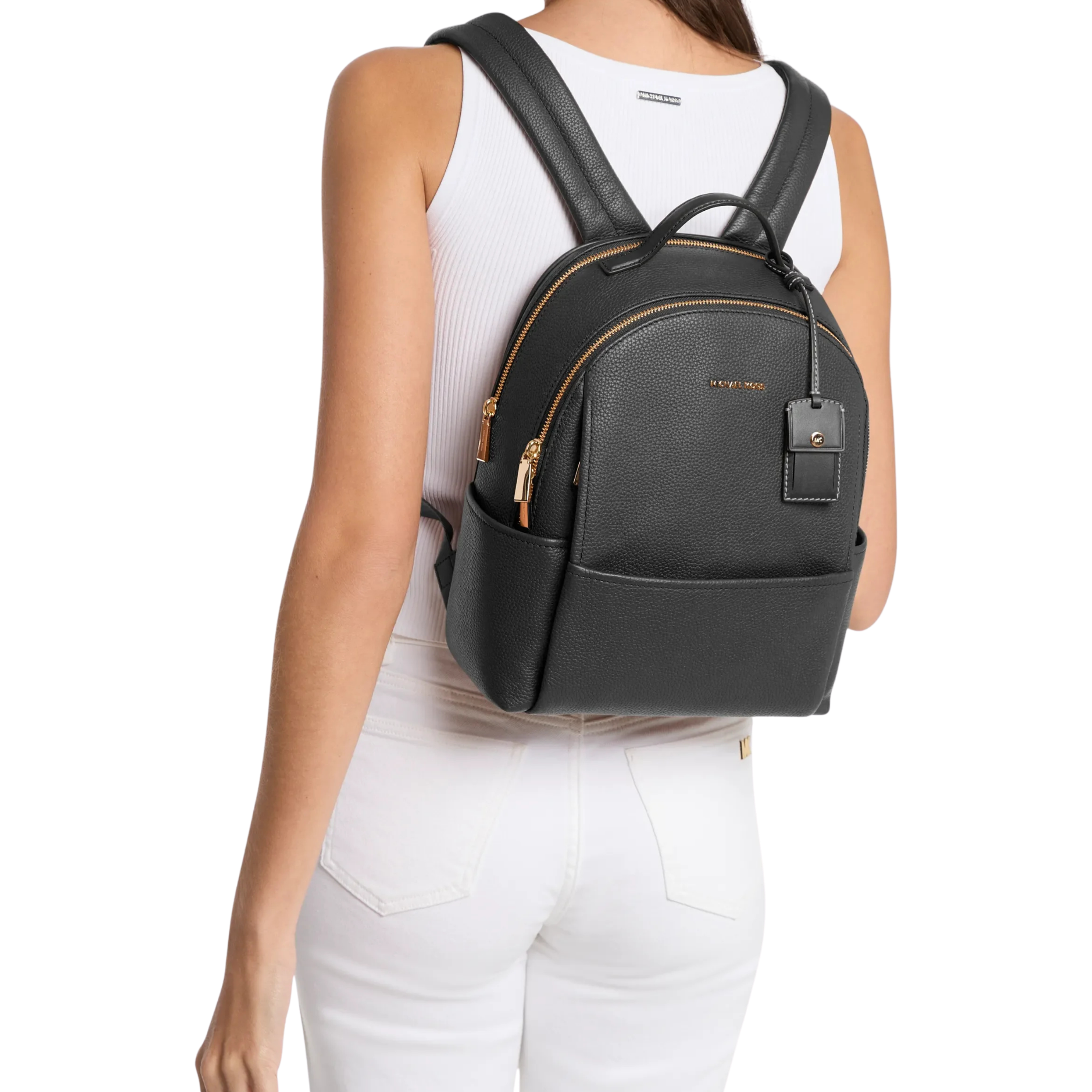 Michael Kors Women Sable Medium Pebbled Leather Backpack - Black