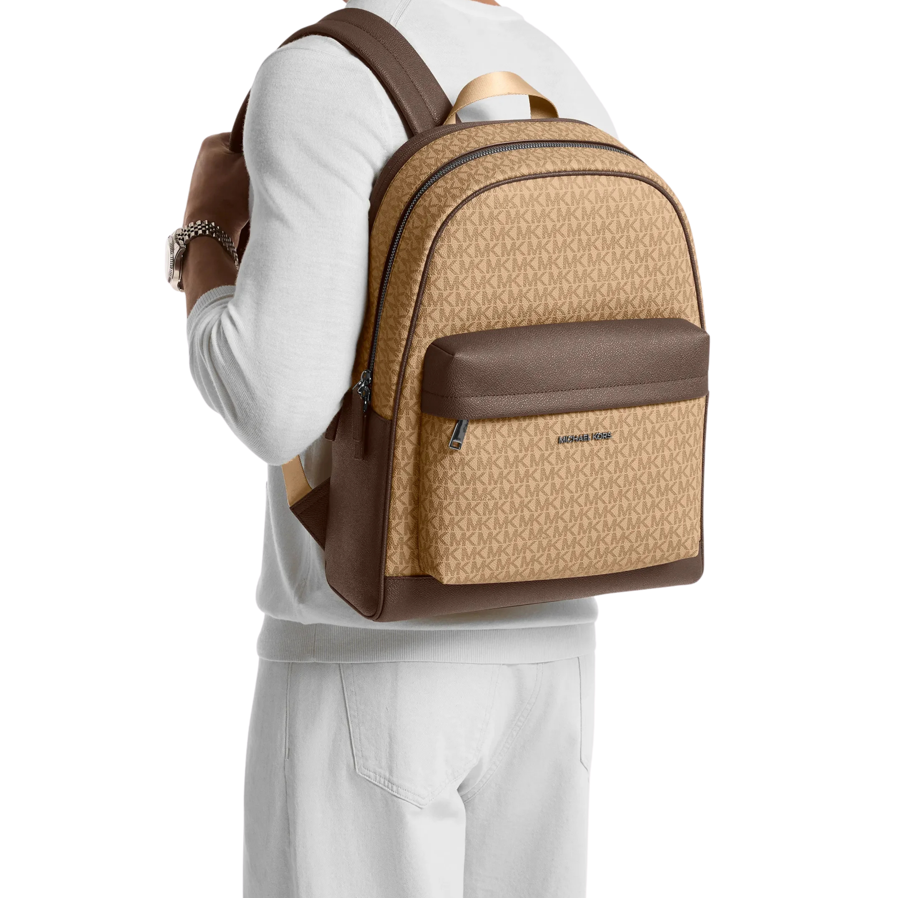 Michael Kors Men Pacey Medium Signature Logo Backpack - Camel