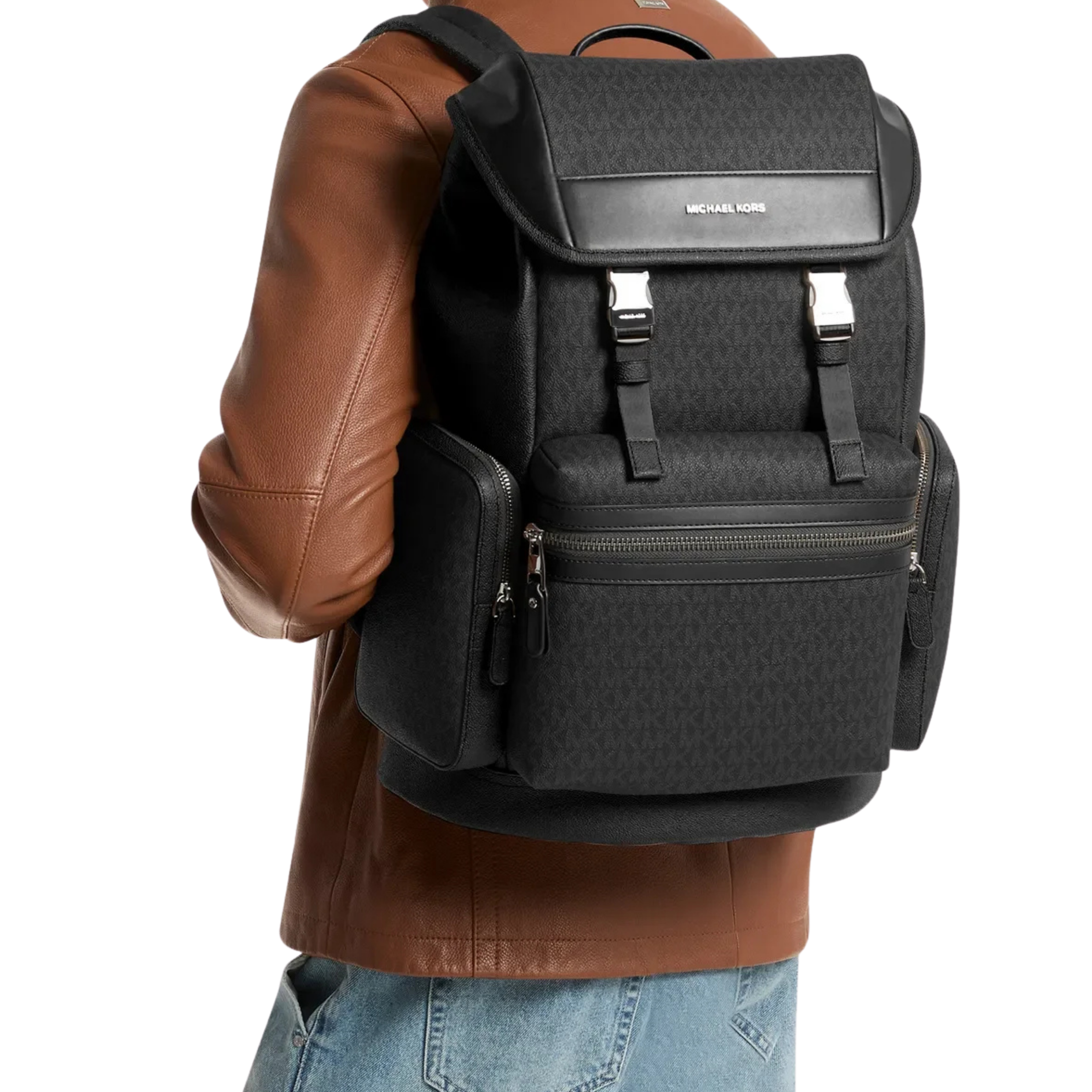 Michael Kors Men Jet Set Signature Logo Backpack - Black