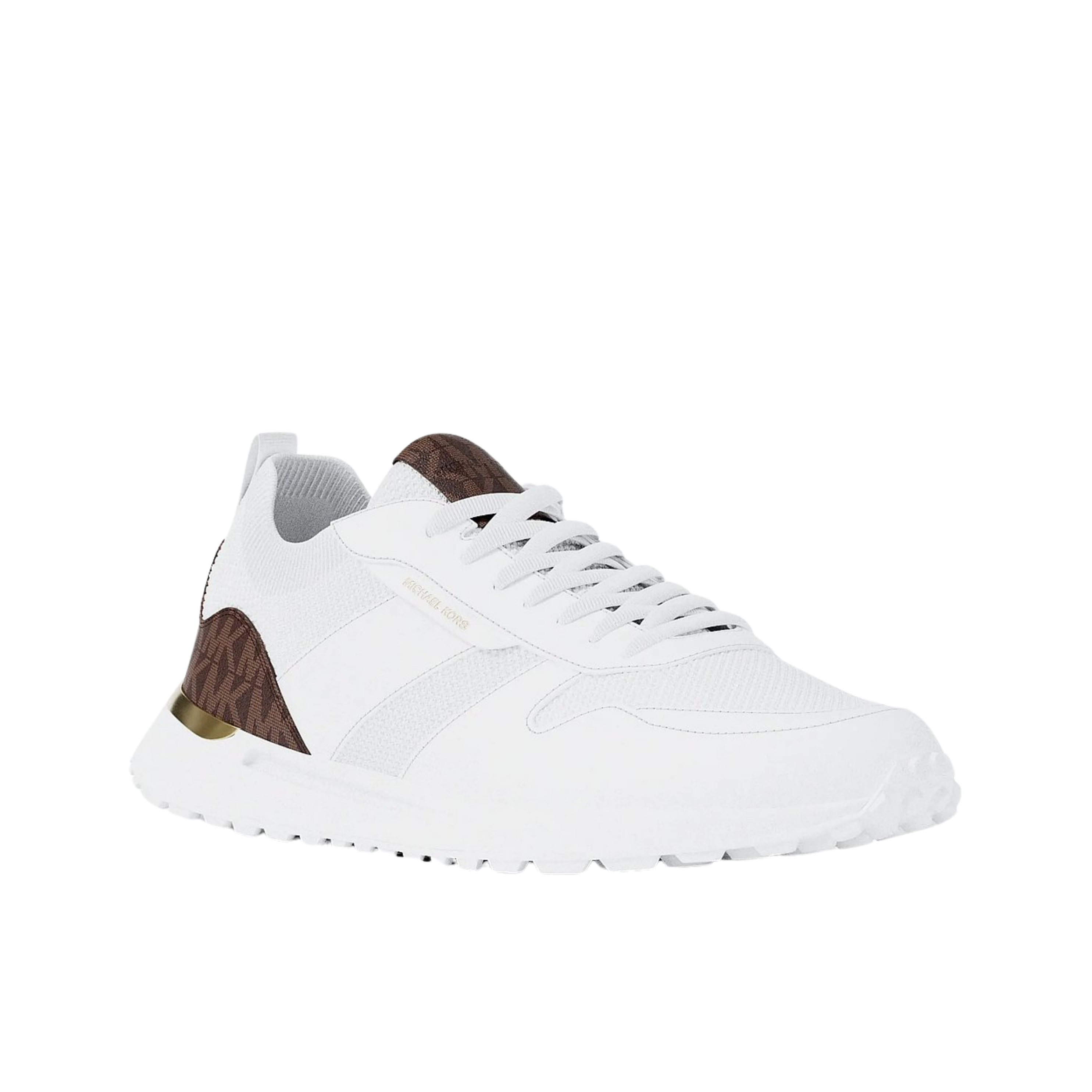 Michael Kors Women Jesse Knit and Signature Logo Trainer - OP White Brown