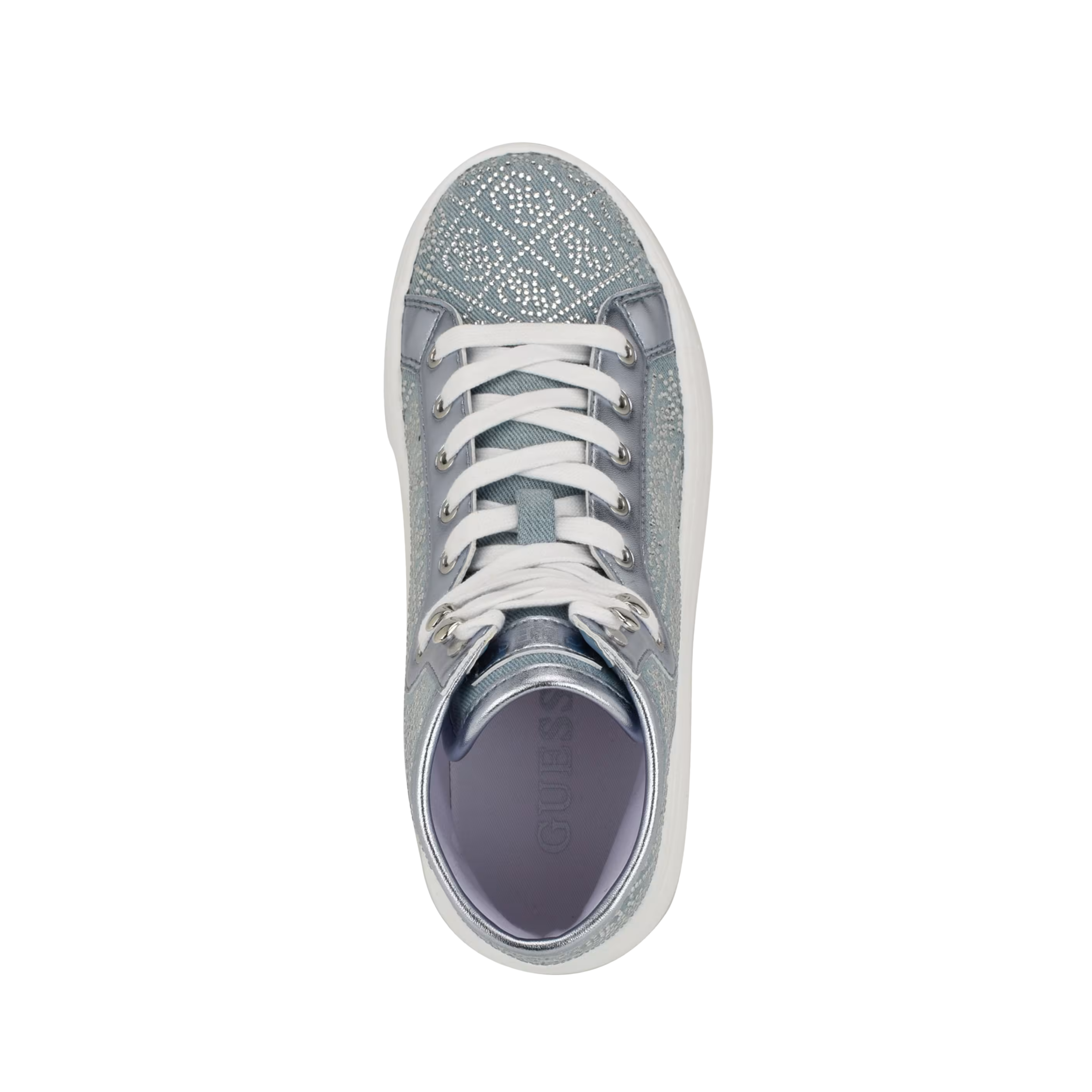Guess Women Rhinestone Quattro G High Top Sneakers - Denim Tie Dye