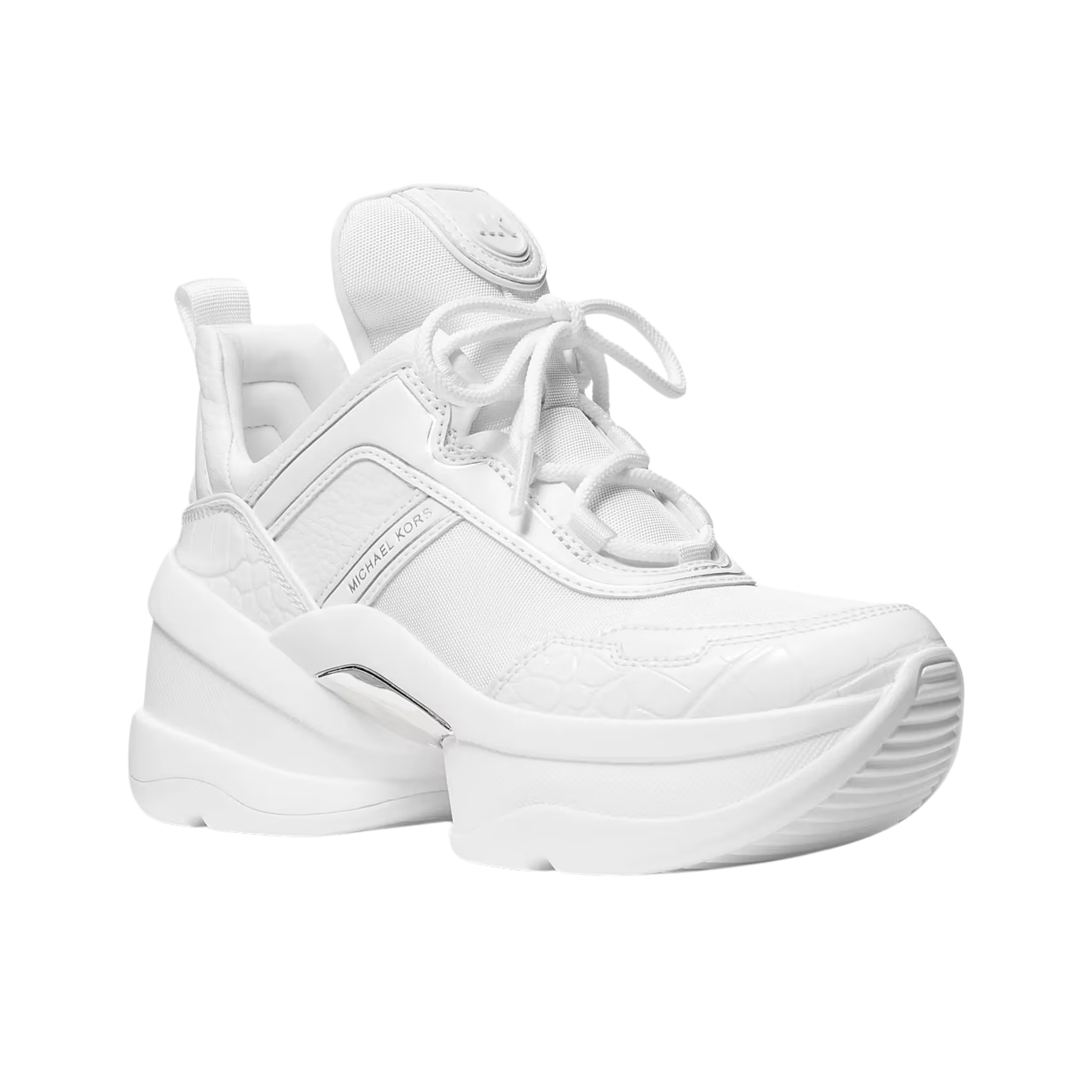 Michael Kors Women Olympia Mixed Media Trainer - Optic White