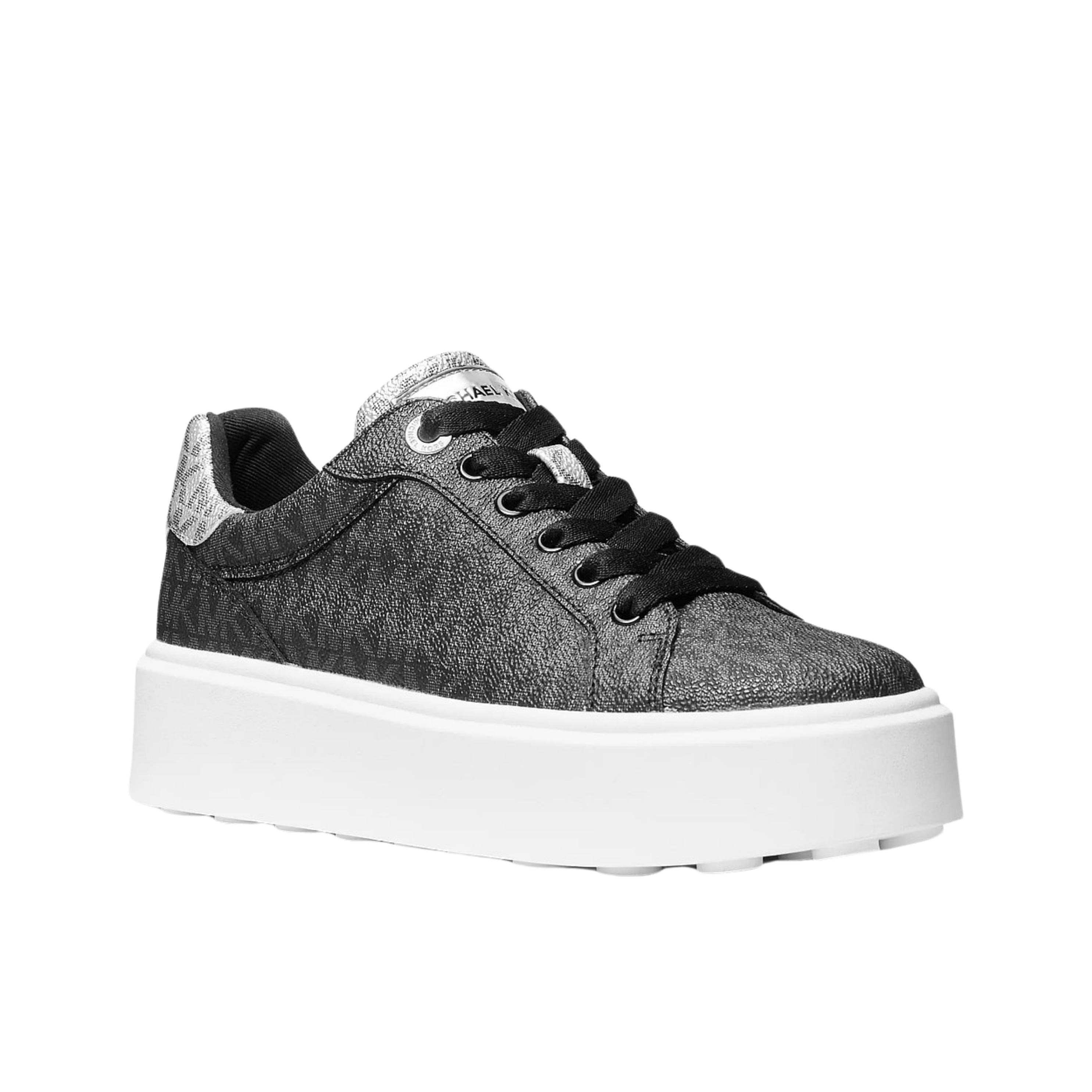Michael Kors Women Romey Metallic Two Tone Signature Logo Platform Sneaker - Black