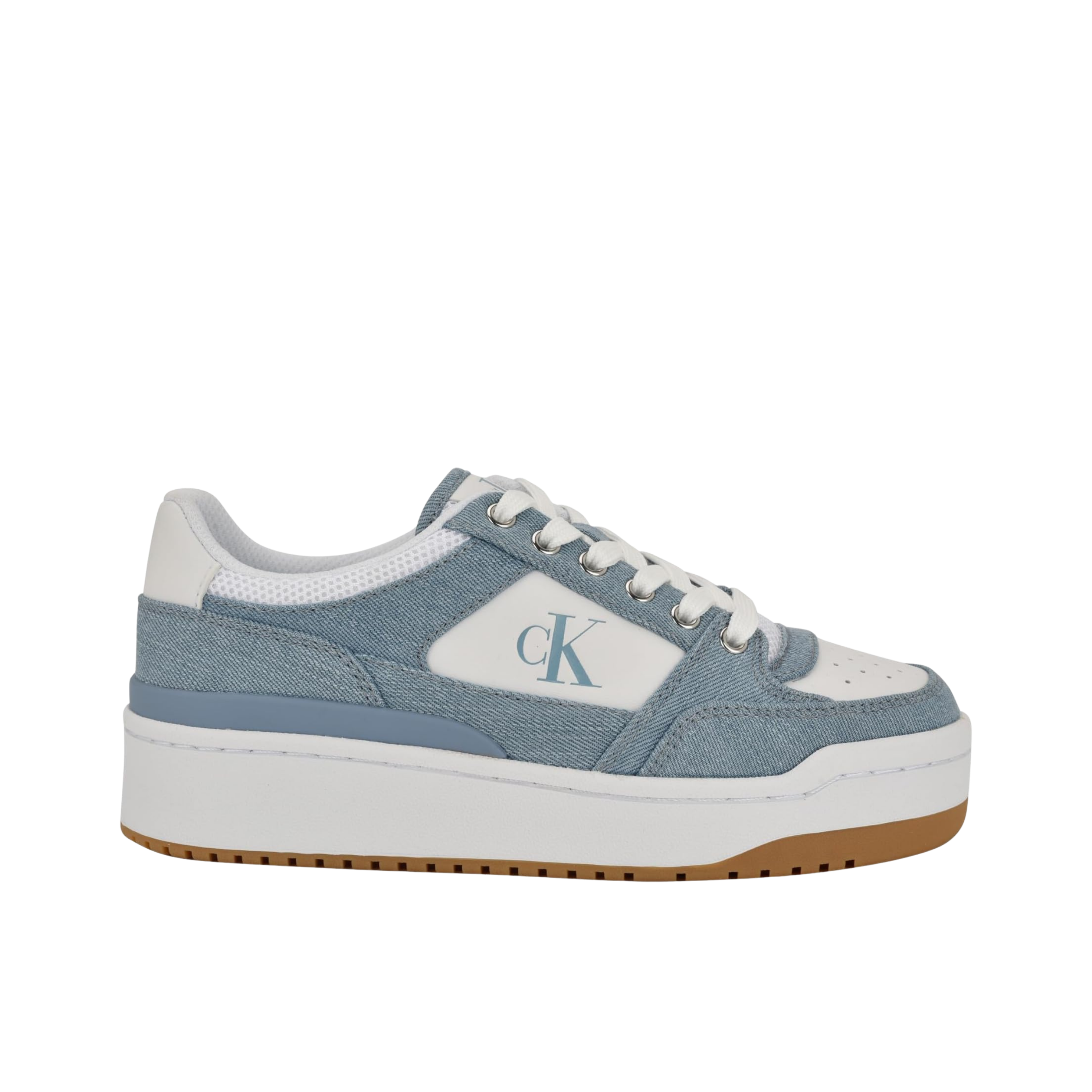 Calvin Klein Women Alondra Sneaker - White Medium Blue Denim