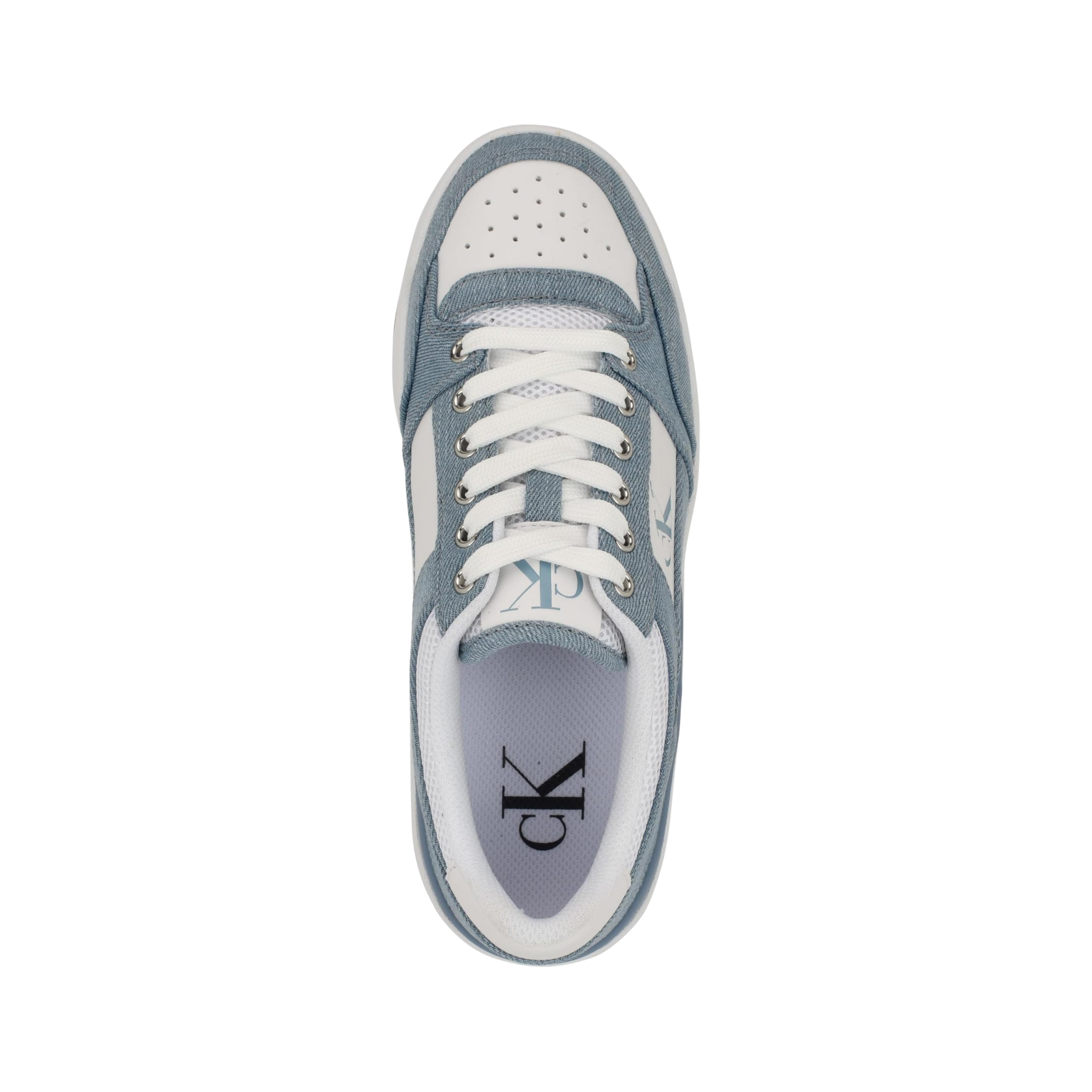 Calvin Klein Women Alondra Sneaker - White Medium Blue Denim