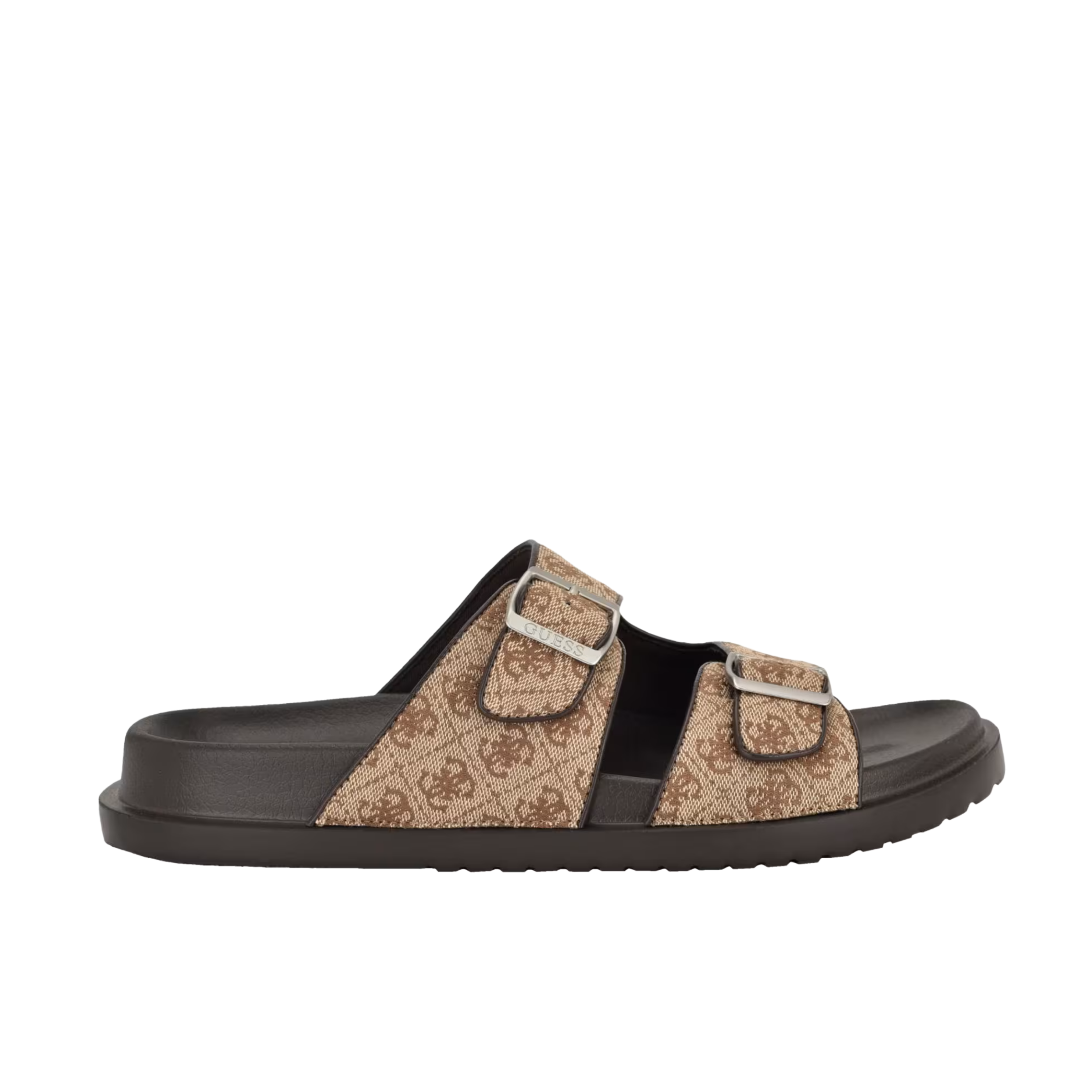 Guess Men Verone Jacquard Quattro G Dual Stap Slides - Light Brown