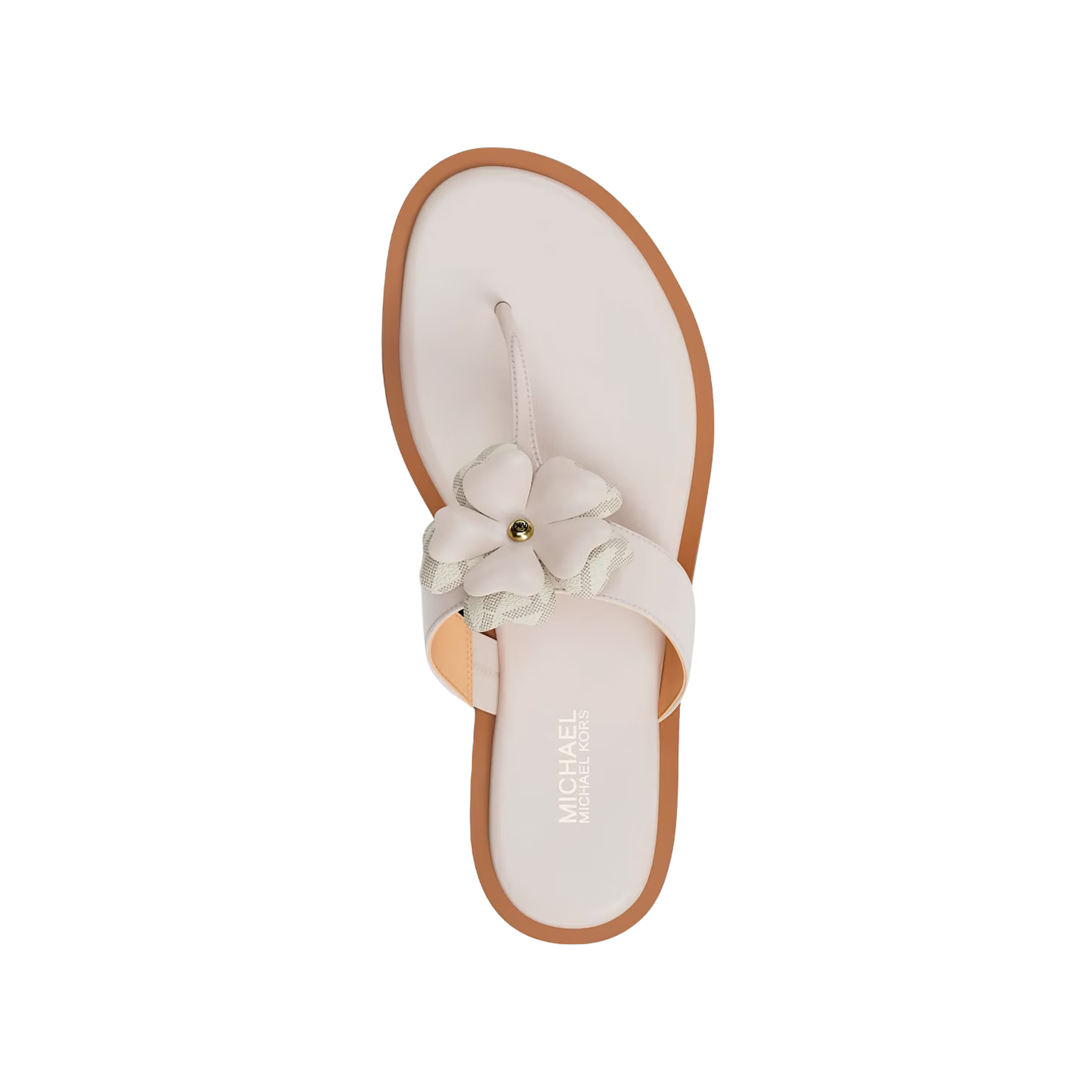 Michael Kors Women Callie Embellished Signature Logo Trim Thong Sandal - LT Cream