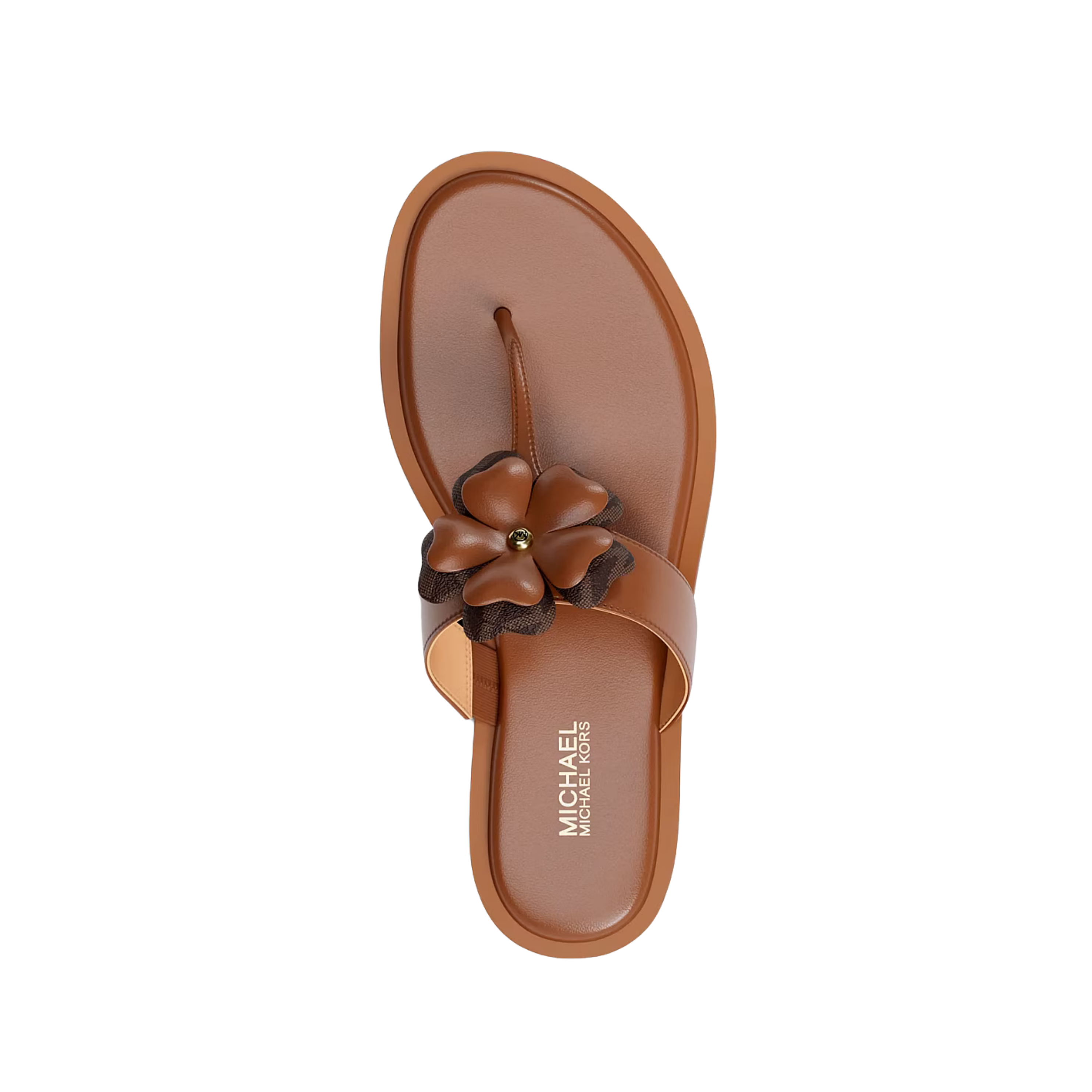 Michael Kors Women Callie Embellished Signature Logo Trim Thong Sandal - Luggage