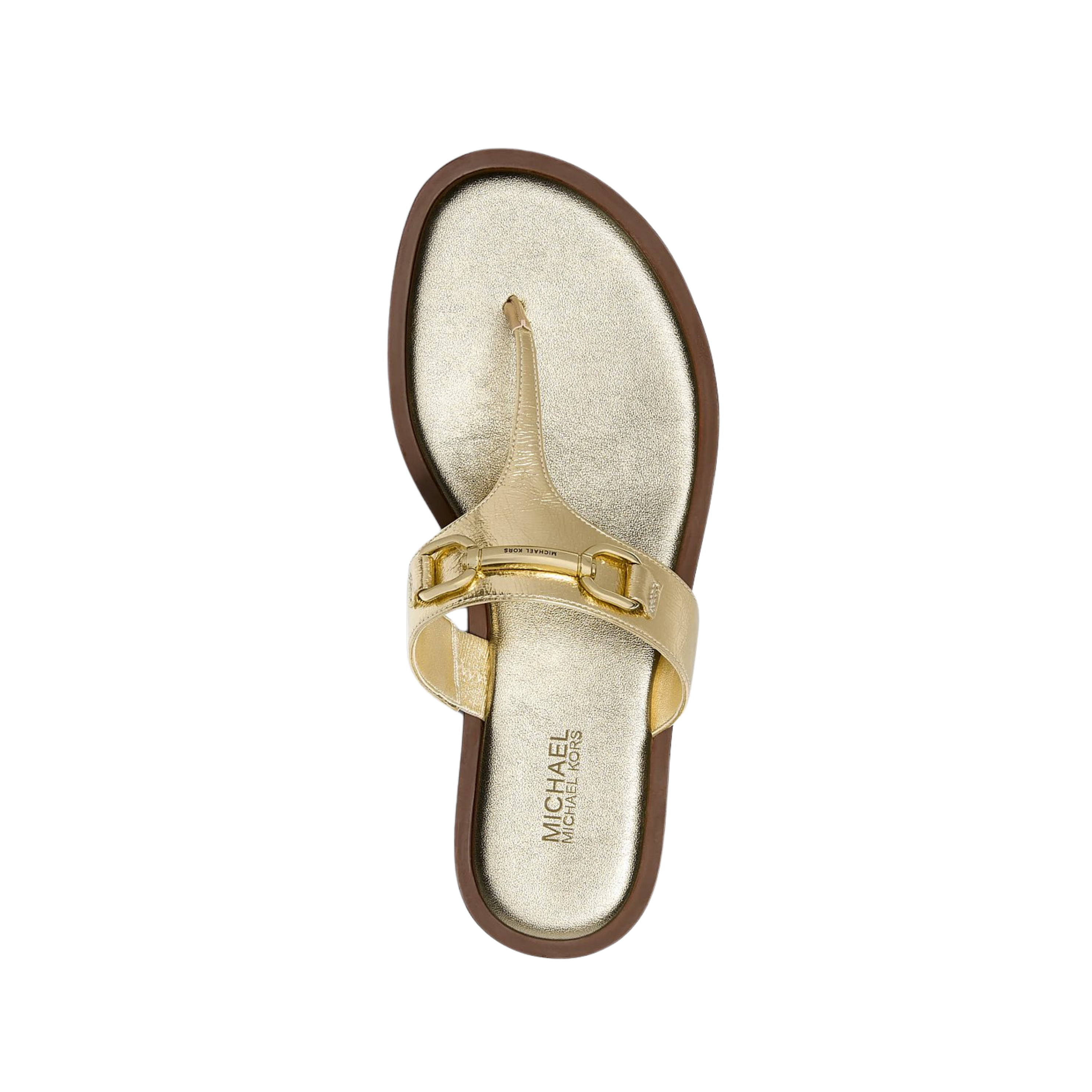 Michael Kors Women Carson Crackled Metallic Leather Sandal - Pale Gold