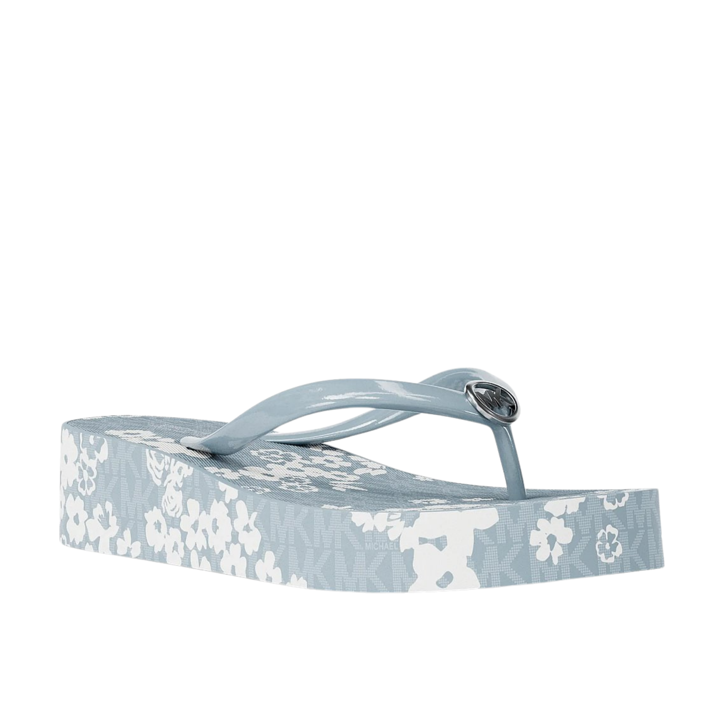 Michael Kors Women Bedford Printed Signature Logo Flip Flop - Pale Ocean