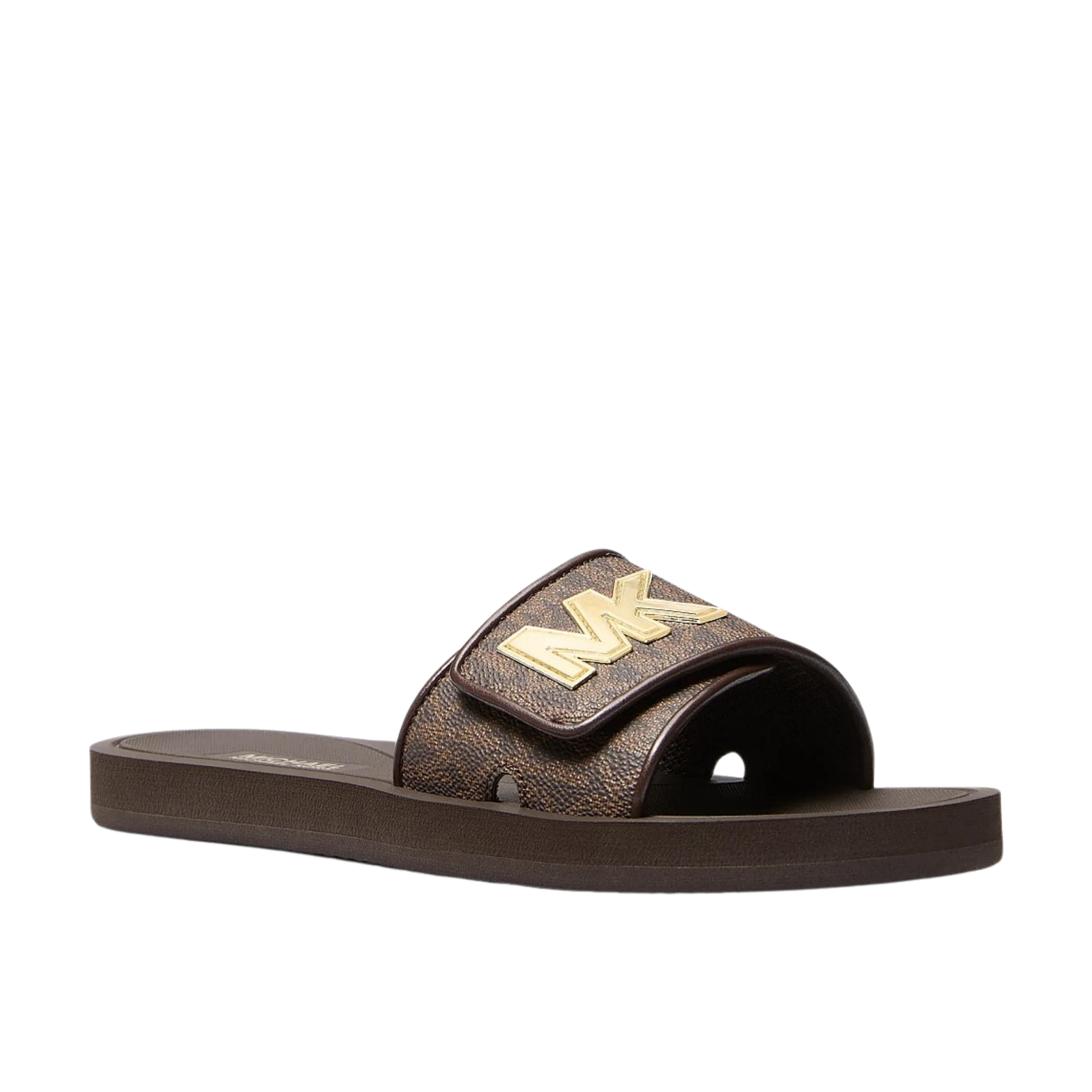 Michael Kors Women Palmer Signature Logo Slide Sandal - Brown