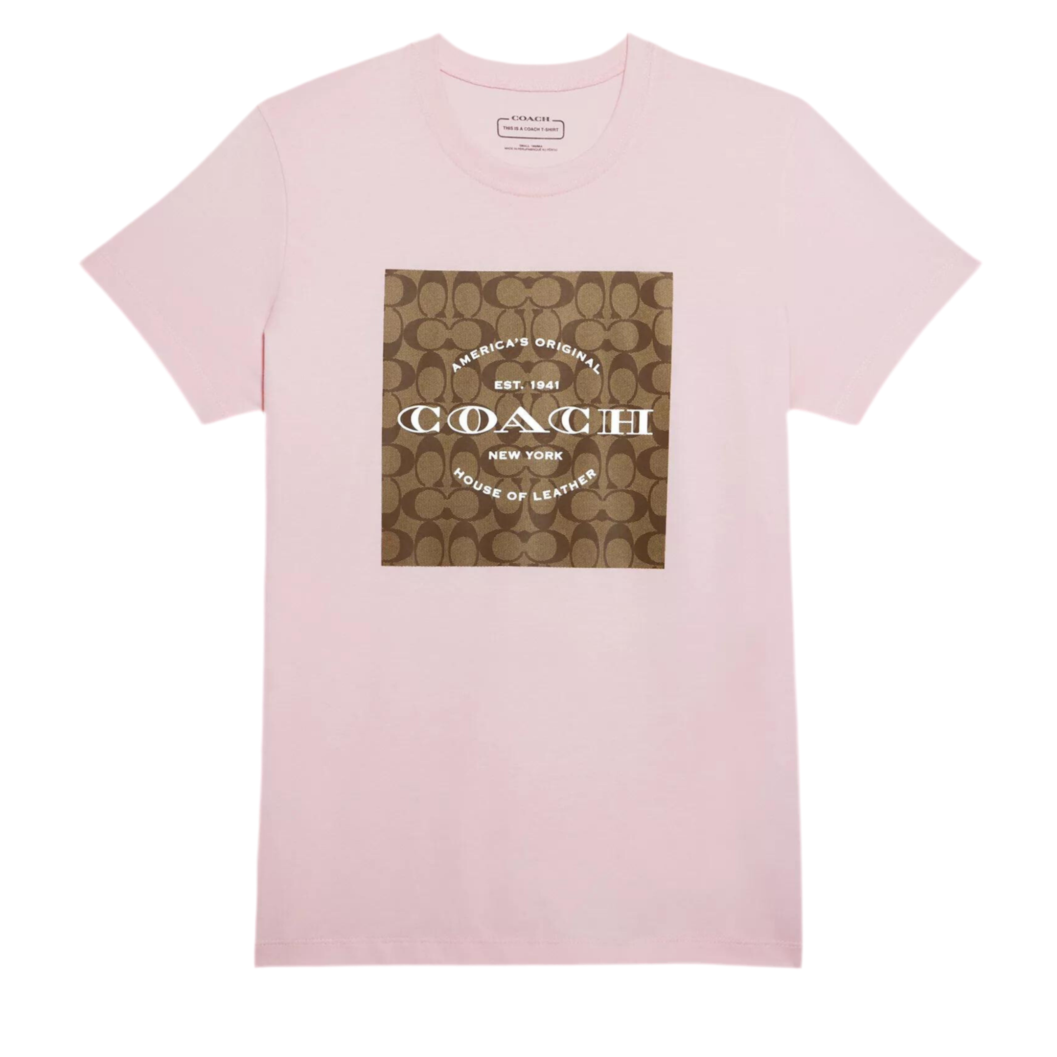 Coach Women Signature T Shirt In Organic Cotton - Light Pink