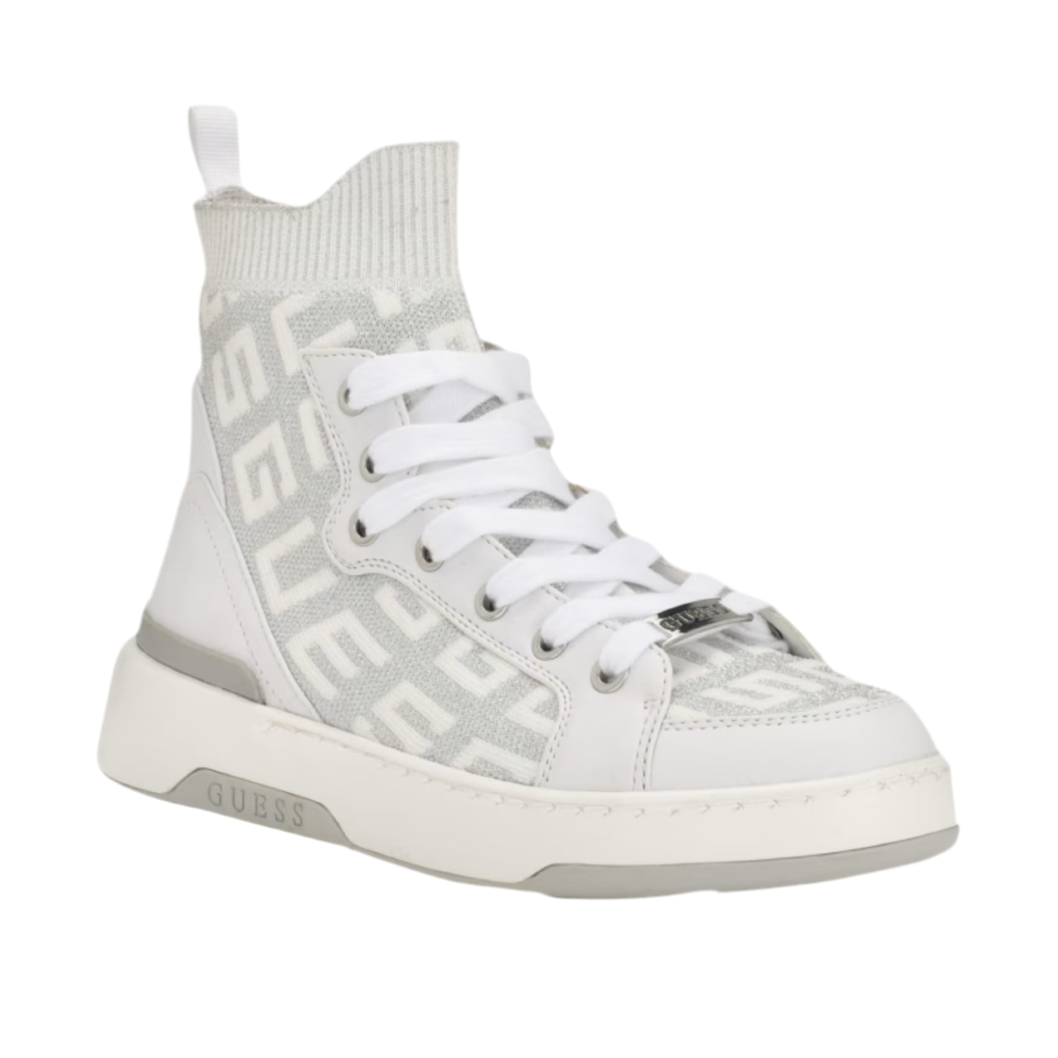 Guess Women Mannen Logo Knit High-Top Sneakers - Grey