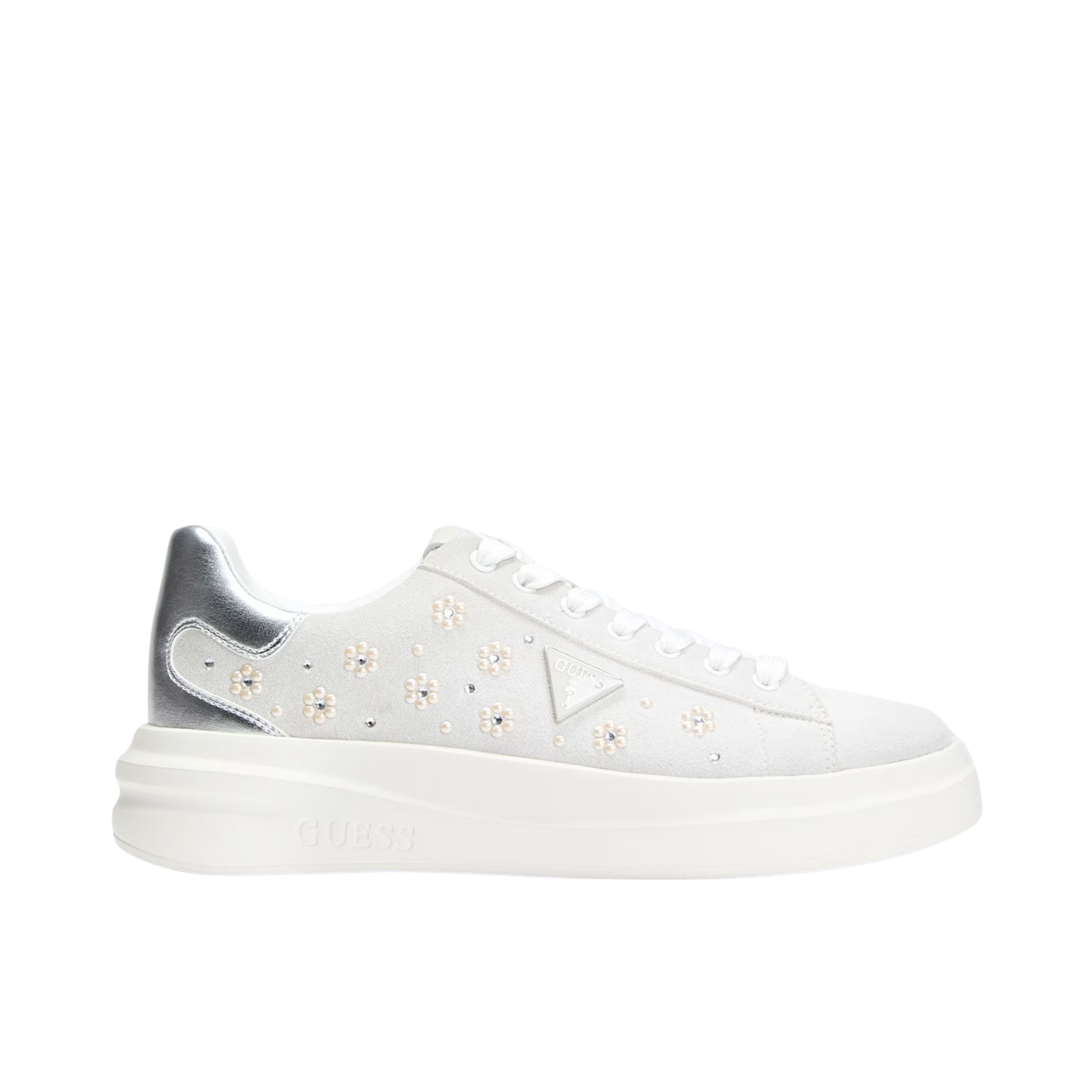 Guess Women Elbina Rhinestones Sneakers - Ivory