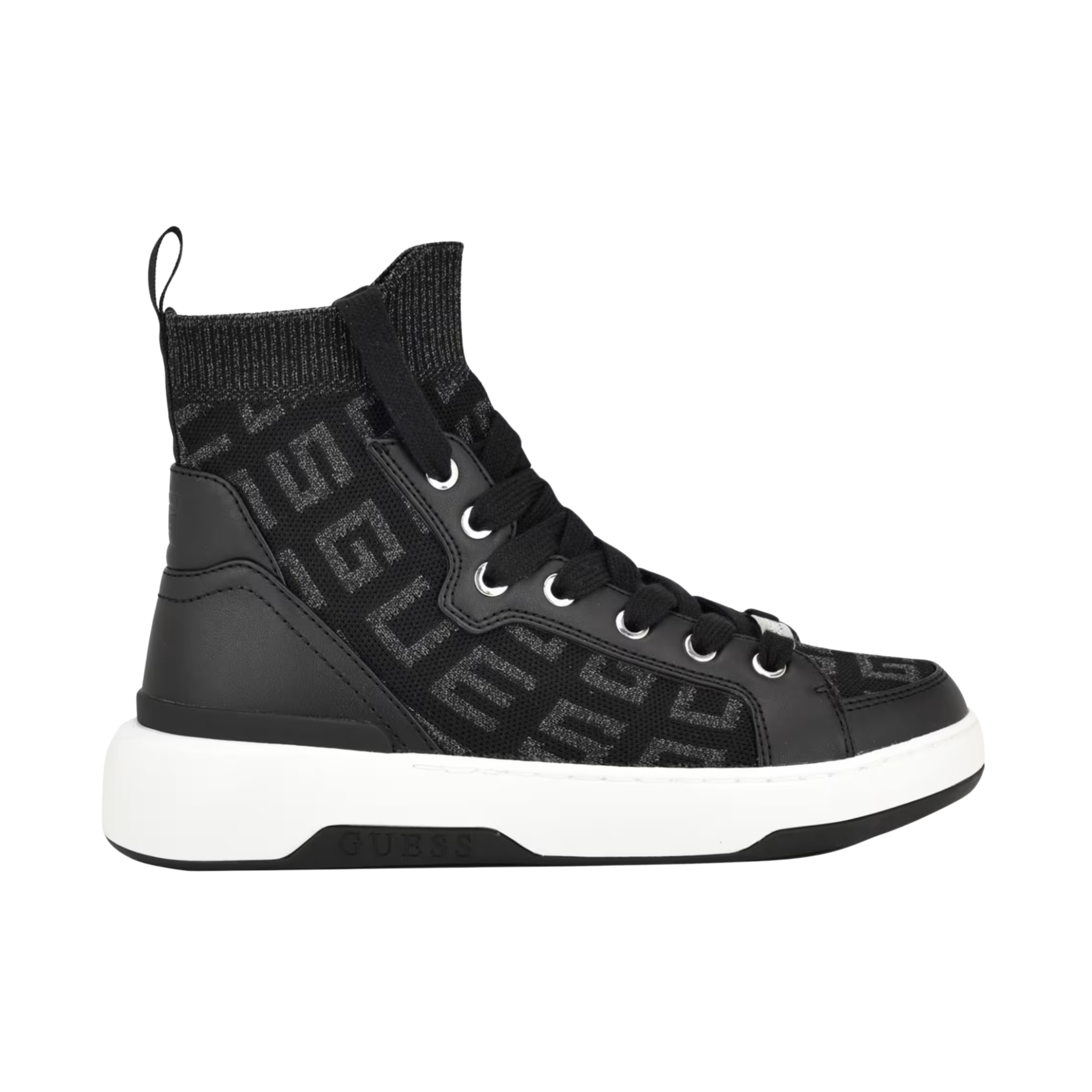 Guess Women Mannen Logo Knit High Top Sneakers - Black