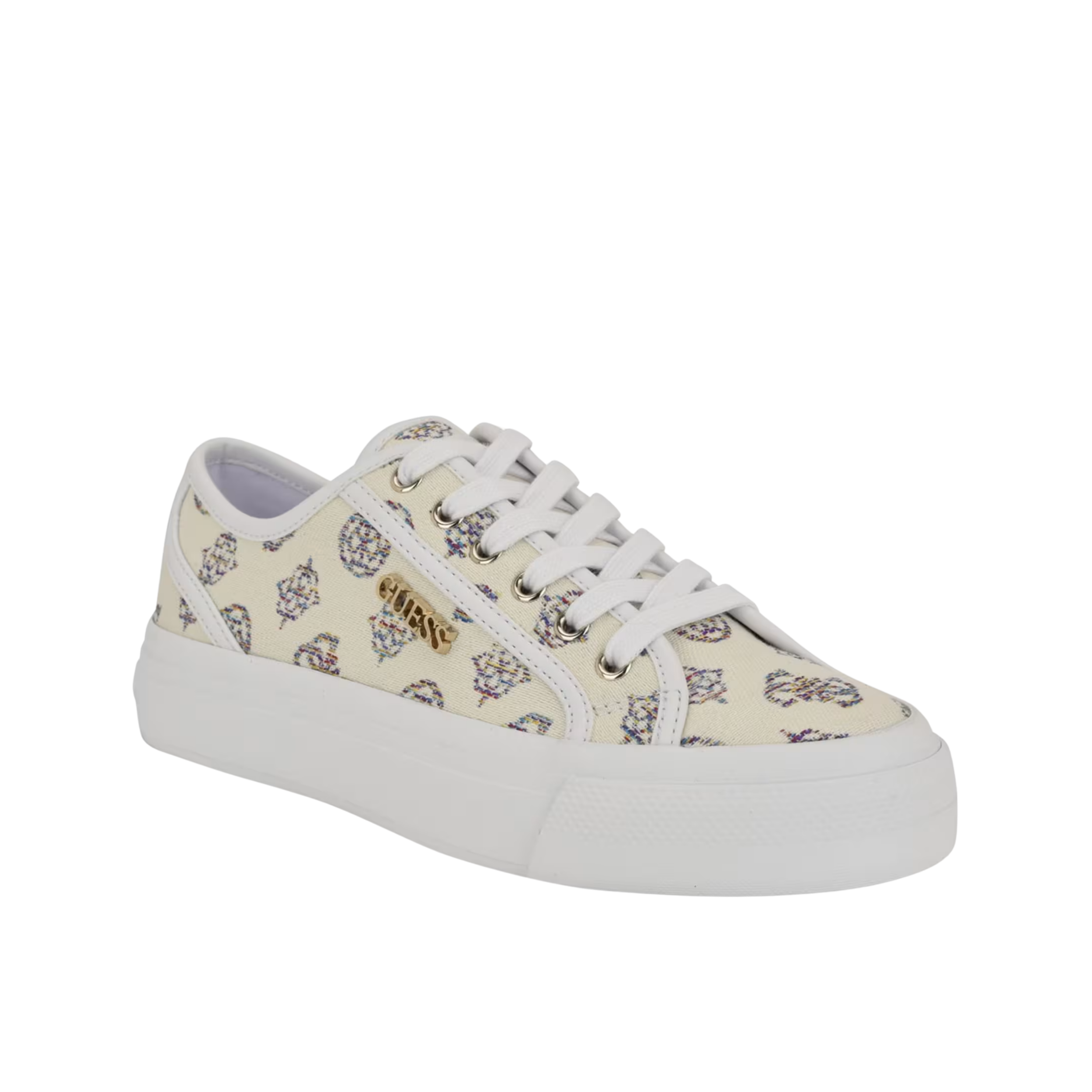 Guess Women Jelexa Peony Canvas Sneakers - WhIte