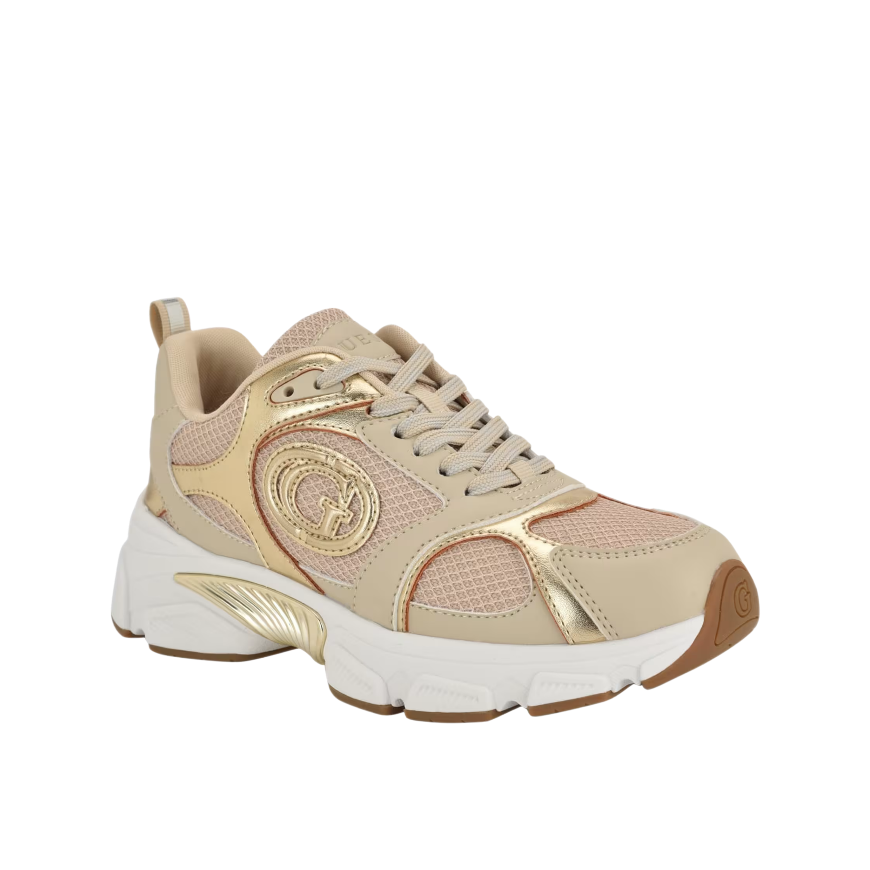 Guess Women Ibitha Metallic Signature G Sneakers - Light Natural