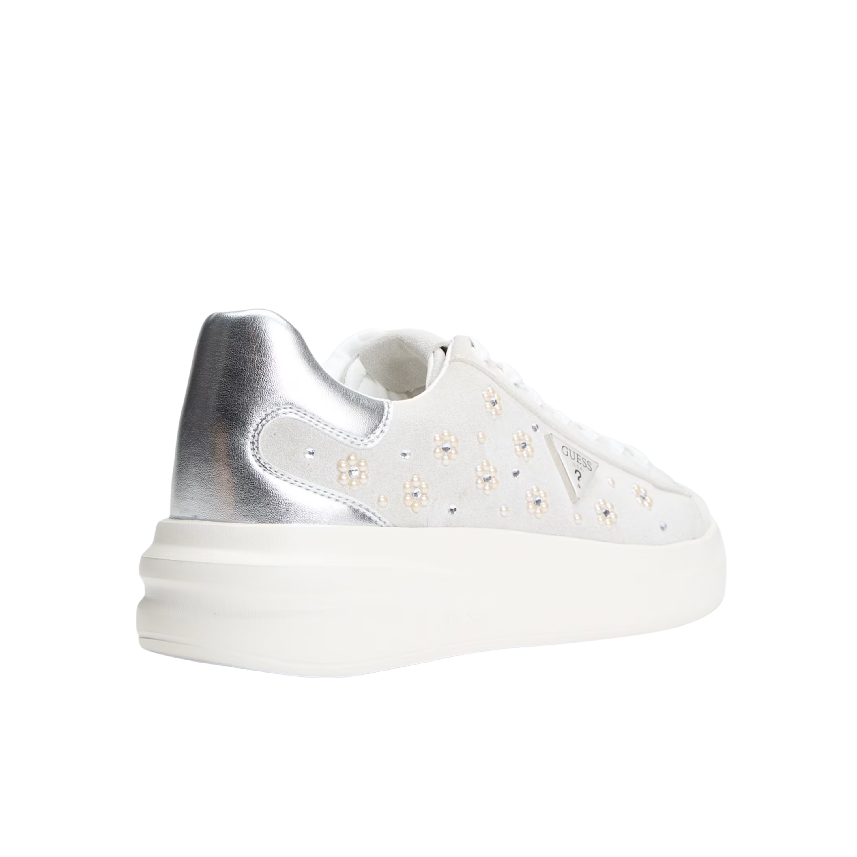 Guess Women Elbina Rhinestones Sneakers - Ivory