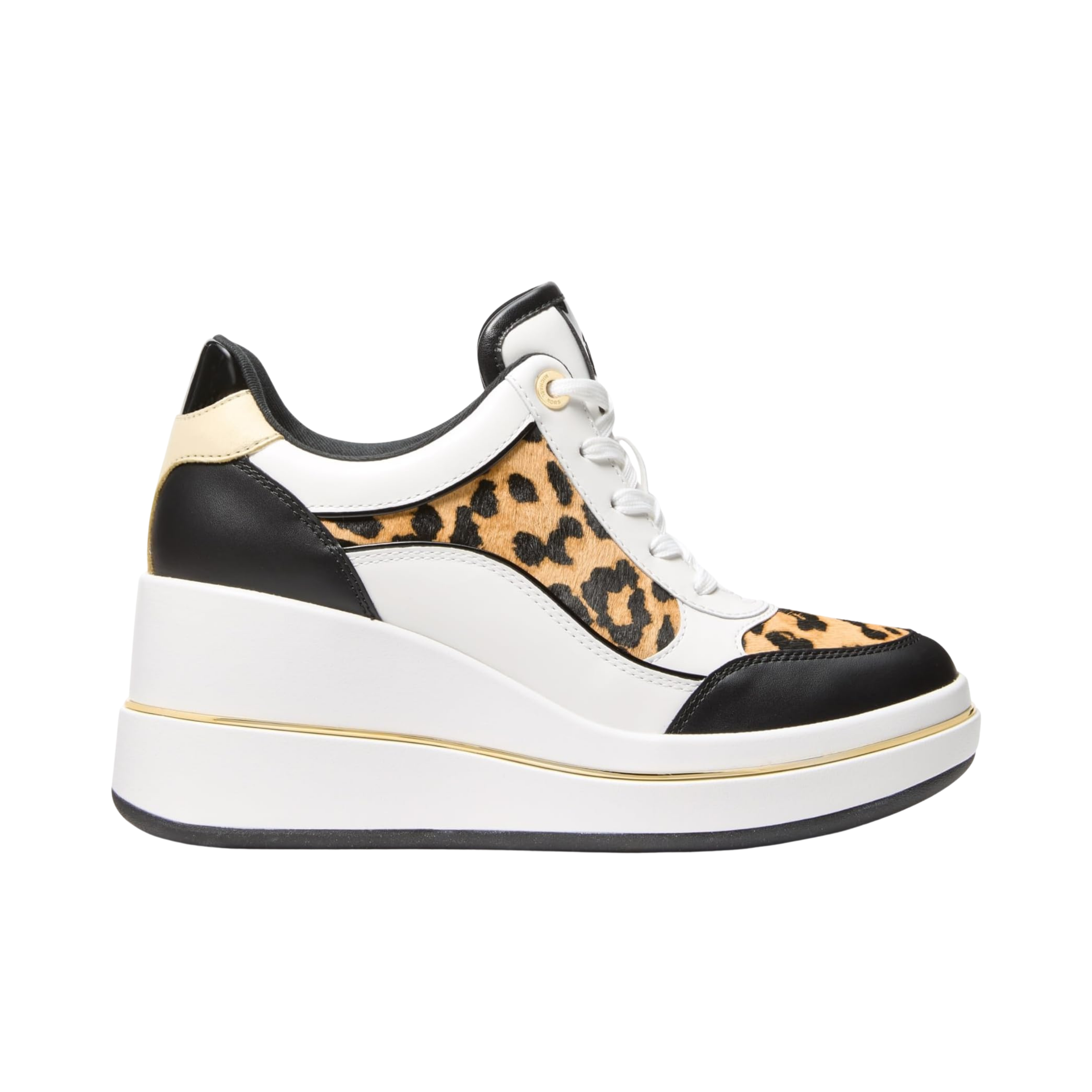 Michael Kors Women Emmy Signature Logo and Leather Wedge Trainer - Marigold