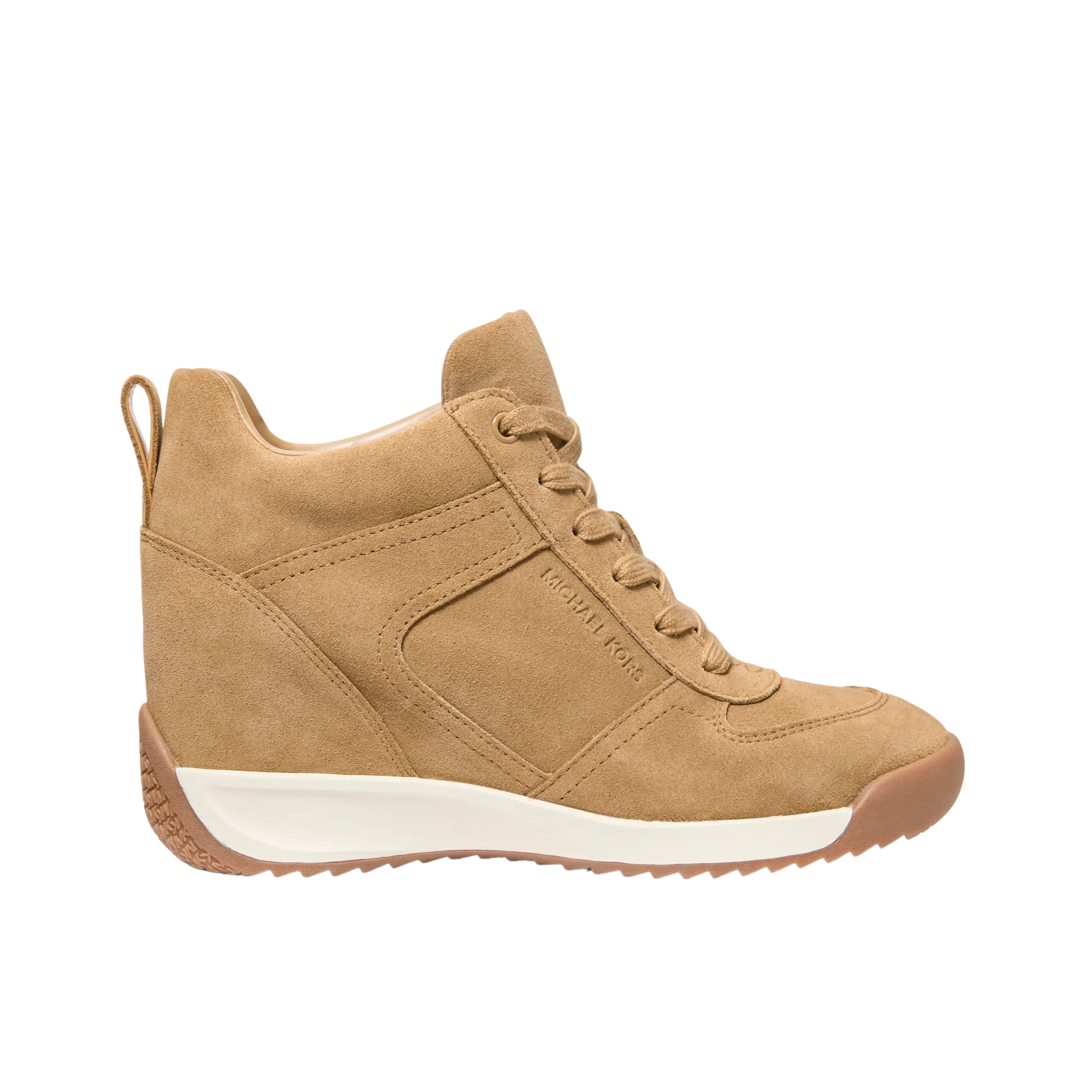 Michael Kors Women Nikko S2 Suede Wedge Trainer - Burnt Khaki