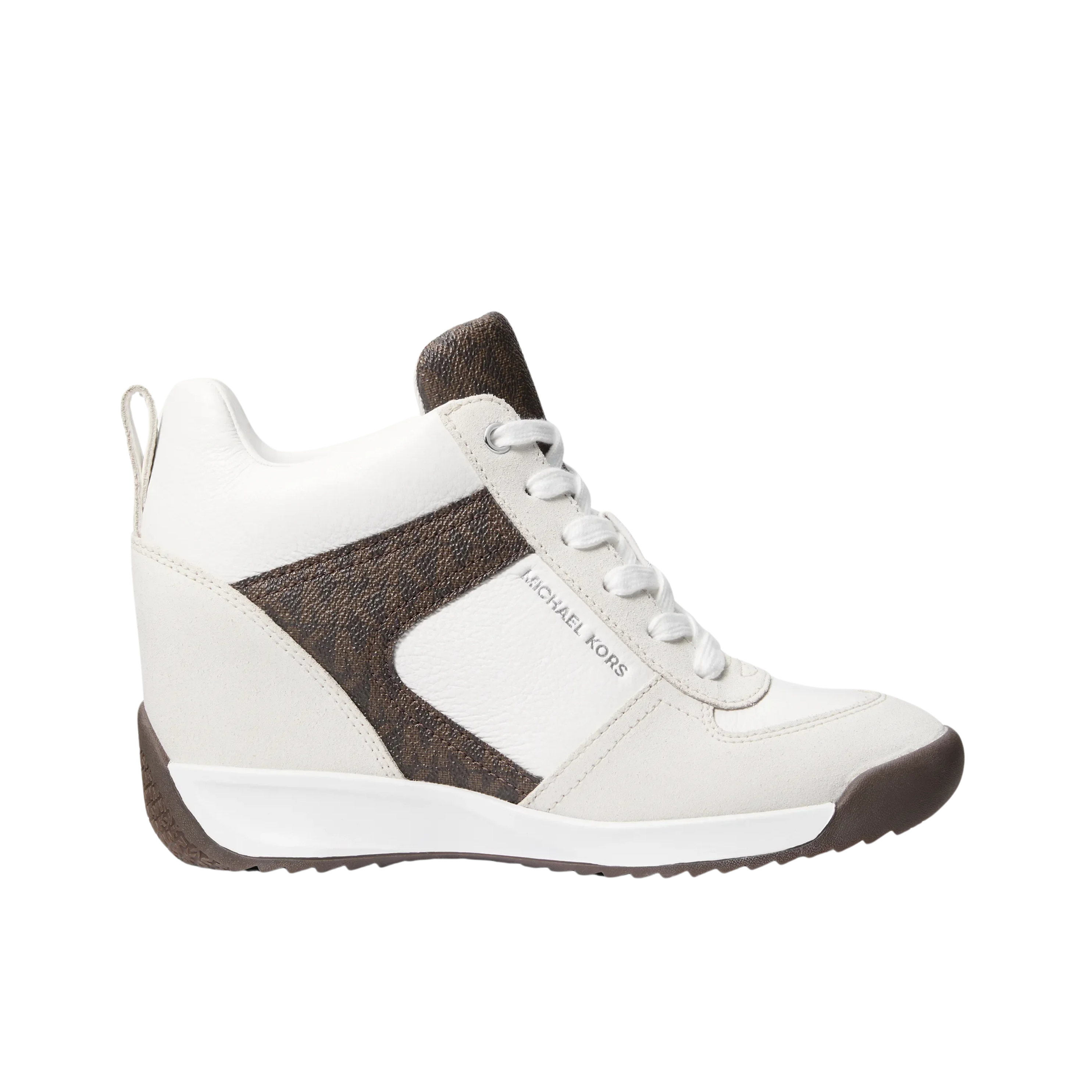 Michael Kors Women Nikko S2 Suede And Leather Wedge Trainer - Brown