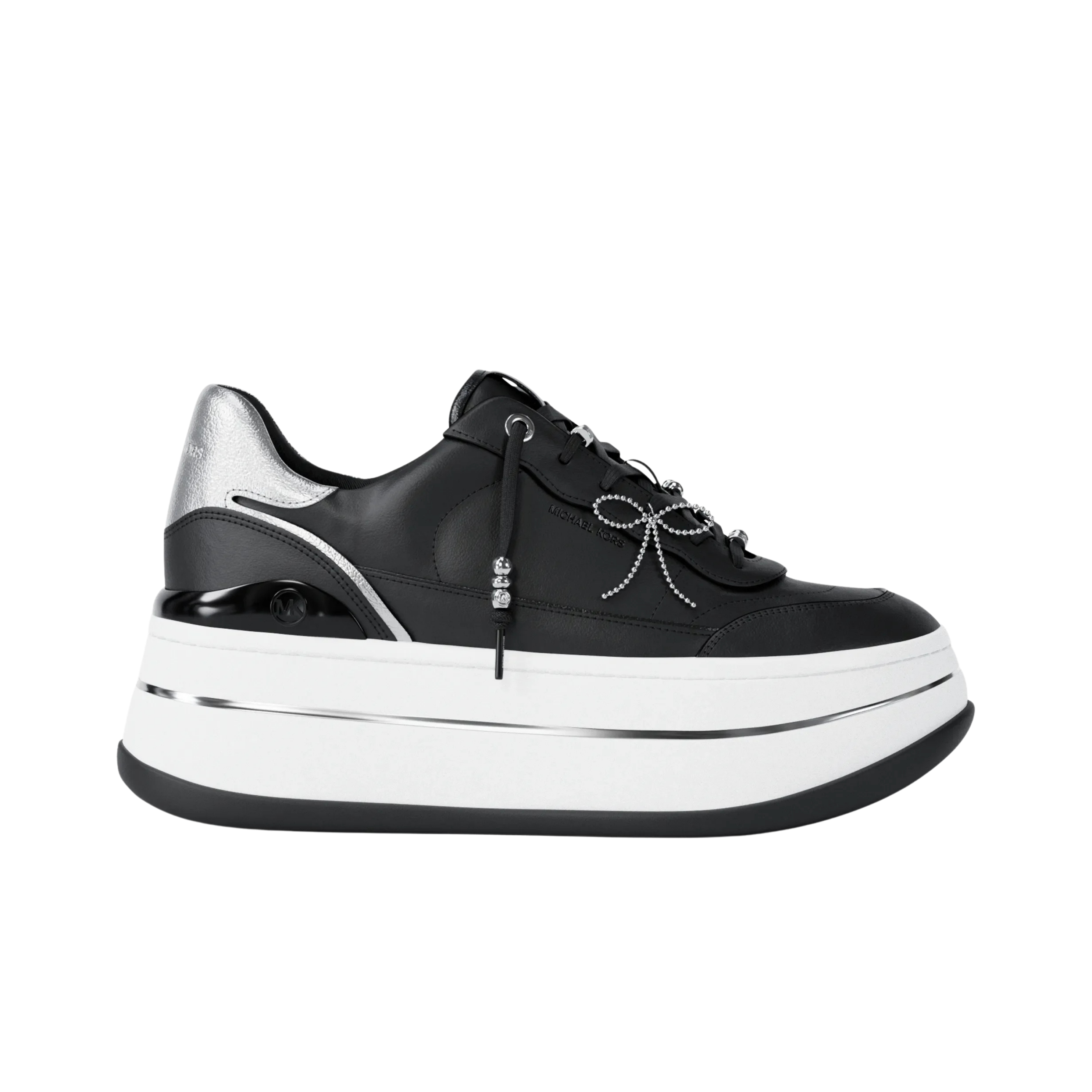 Michael Kors Women Hayes Embellished Leather Platform Sneaker - Black