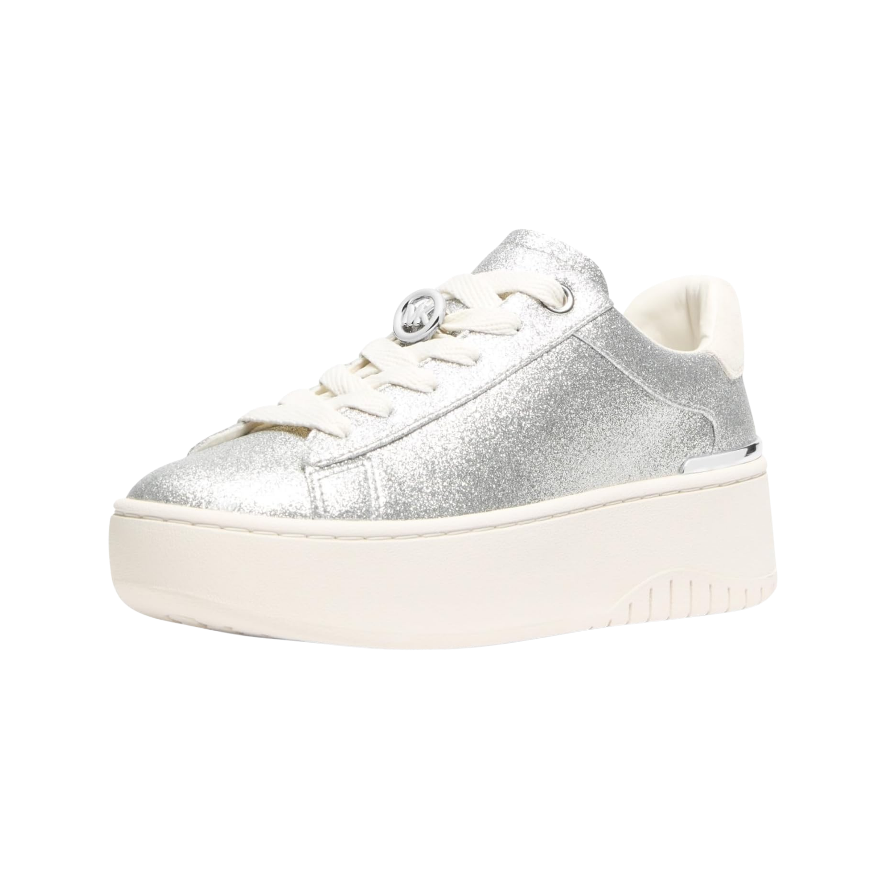 Michael Kors Women Dottie Glitter Leather Platform Sneaker - Silver