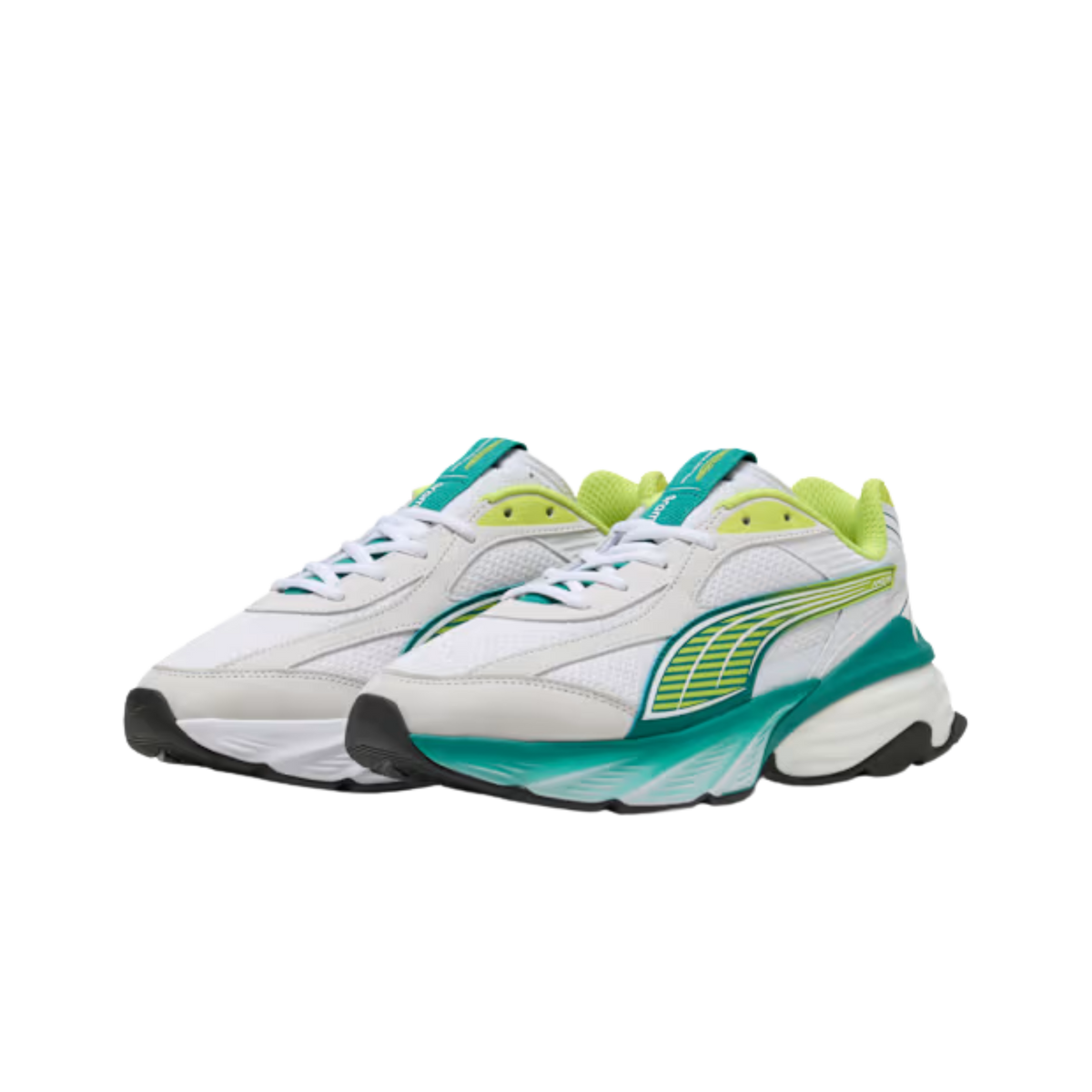 Puma Men X Aston Martin Aramco F1 Team Fade Sneakers - White Lime Shimmer