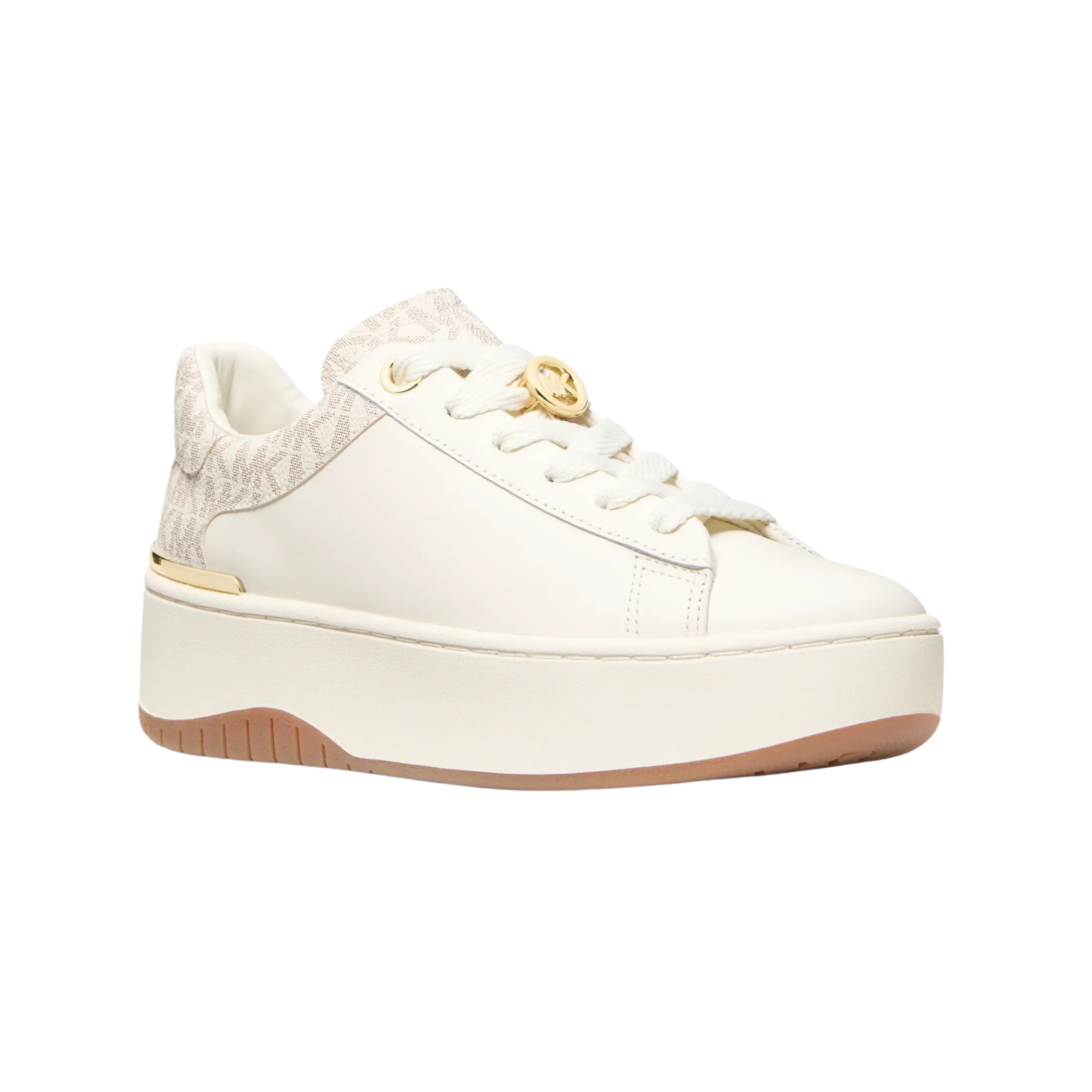 Michael Kors Women Dottie Leather And Signature Logo Sneaker - Vanilla