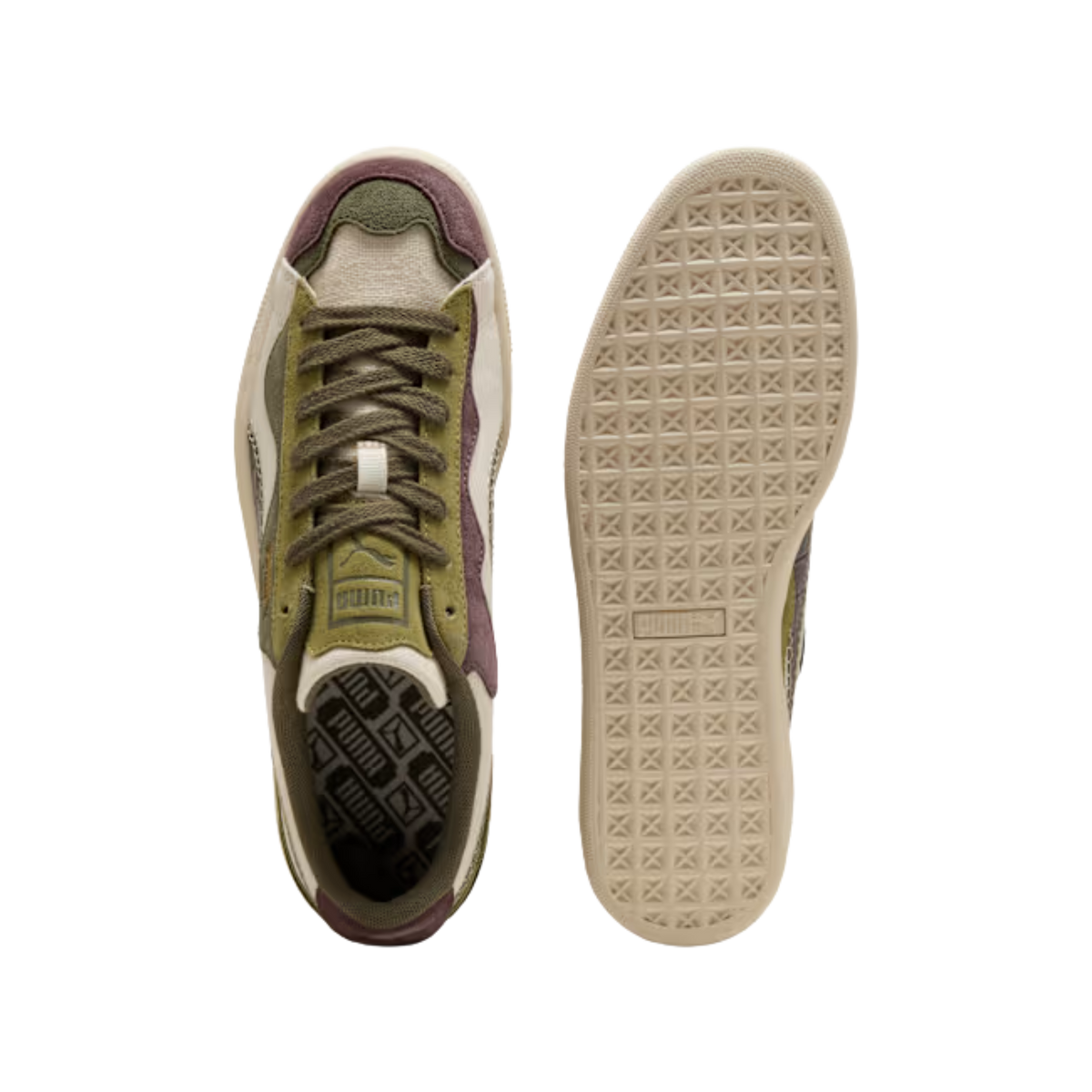 Puma Men Basket Trippy Camo Sneakers - Alpine Snow Loden Green Chocolate