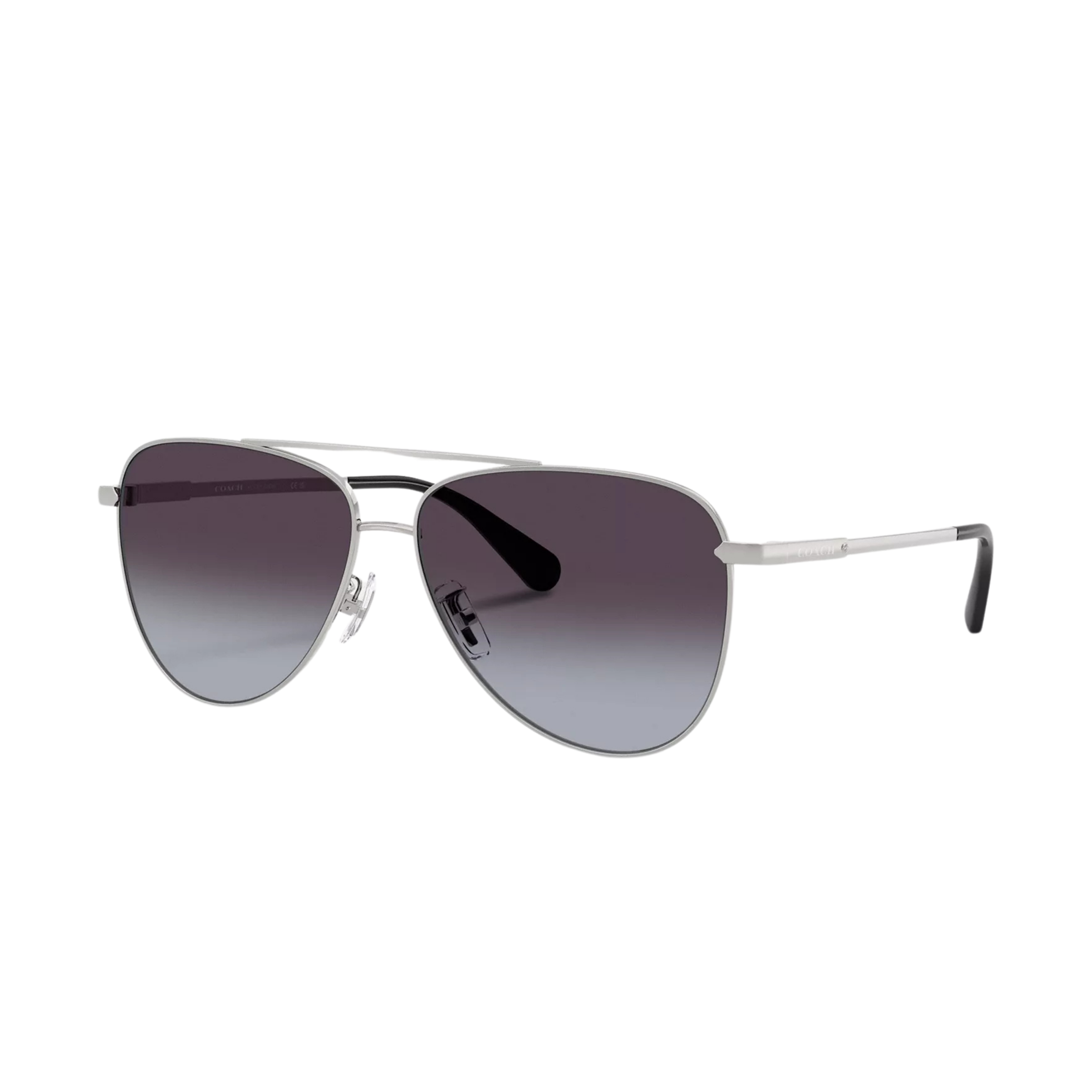 Coach Men C Hardware Metal Pilot Sunglasses - Silver