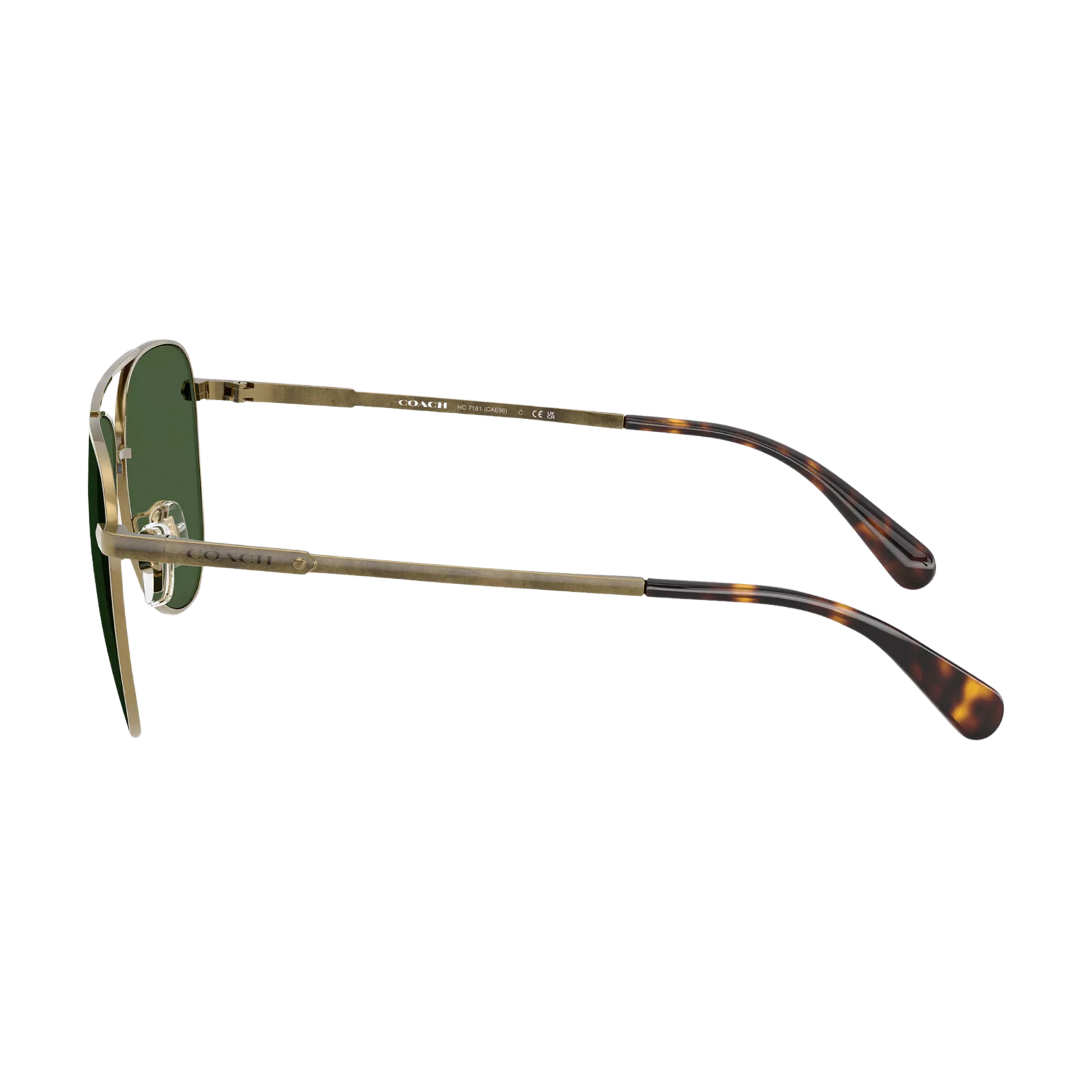 Coach Men C Hardware Metal Pilot Sunglasses - Gold Green