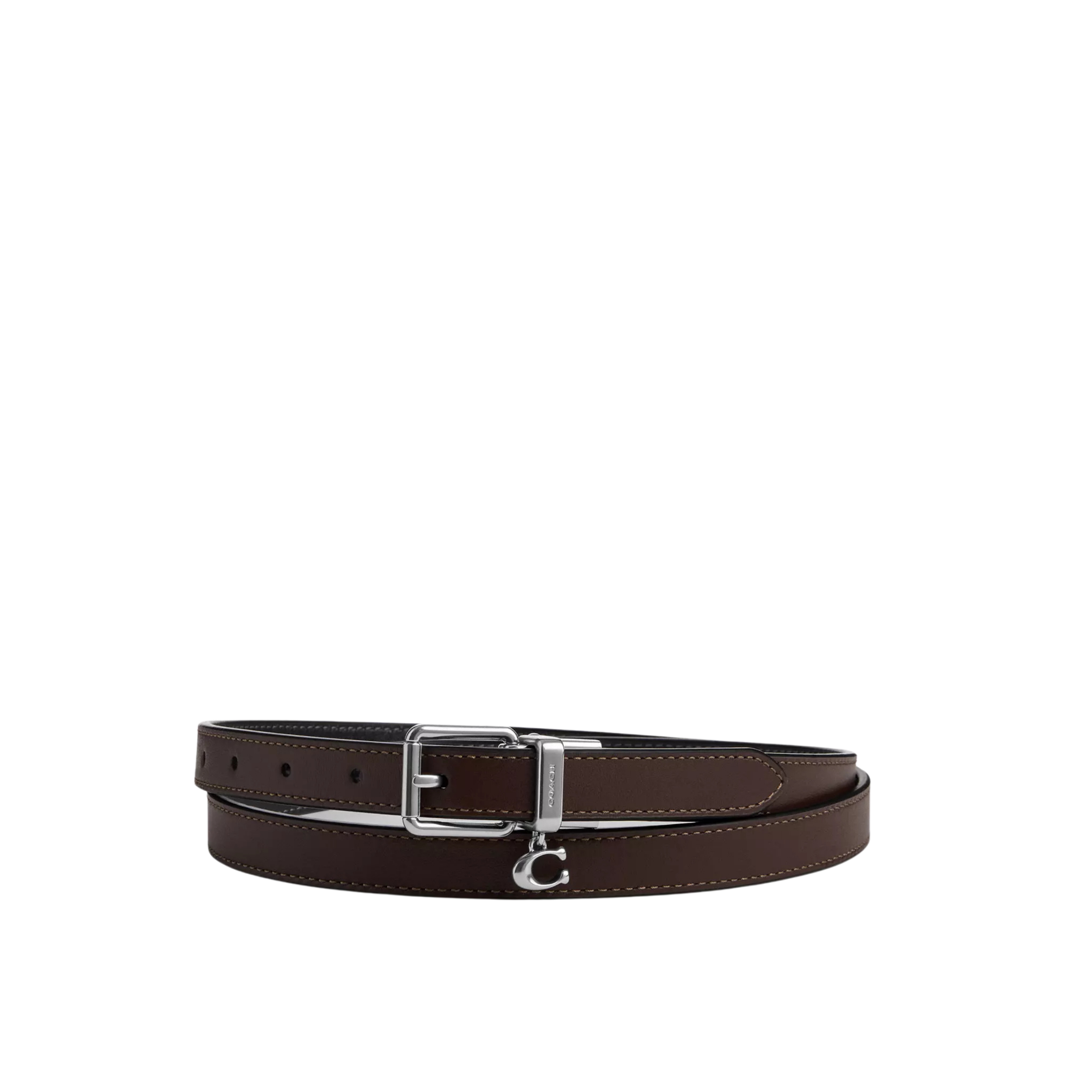 Coach Women Roller Buckle Cut To Size Reversible Belt Charm 18 Mm - Black Maple