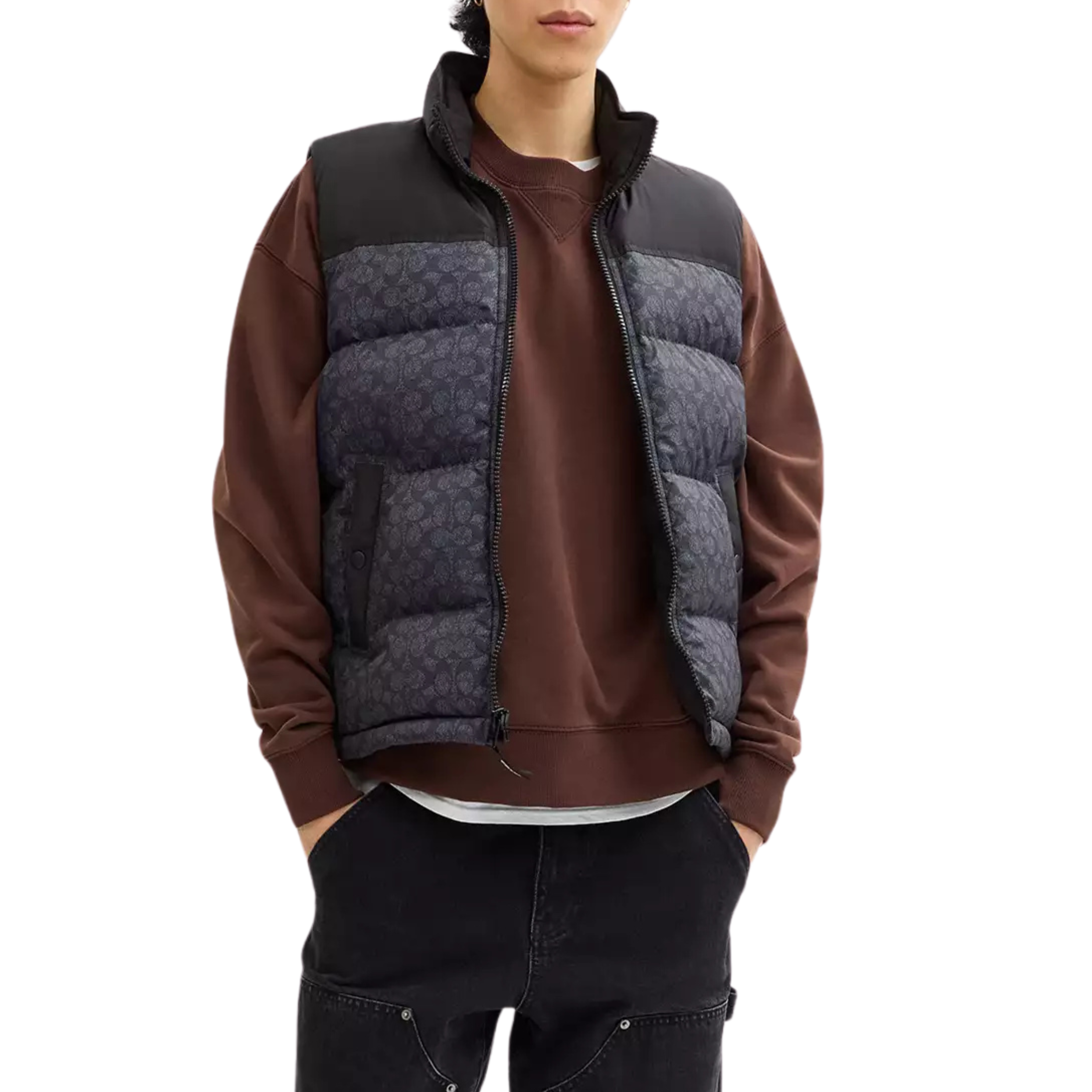 Coach Men Down Vest - Charcoal