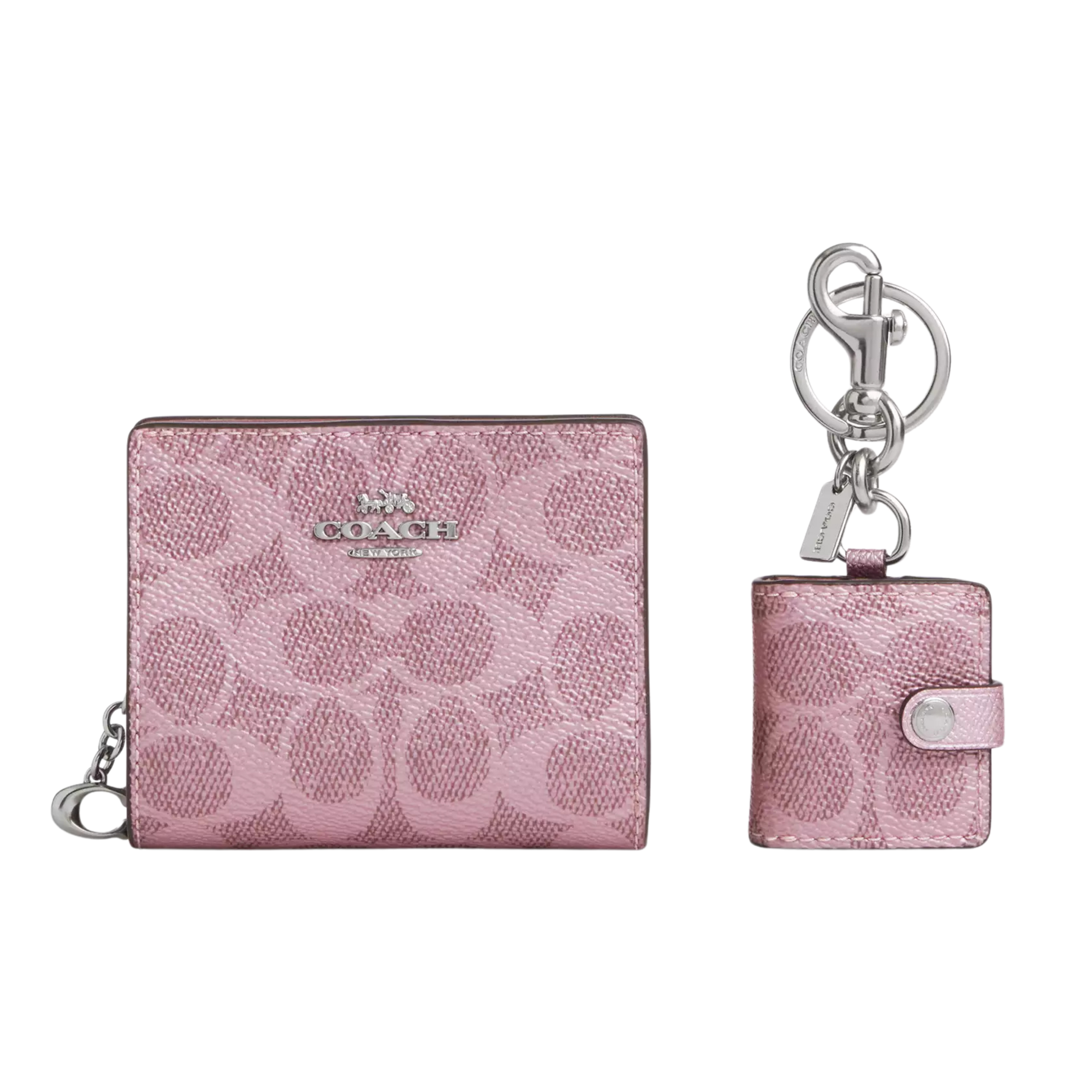 Coach Women Boxed Snap Wallet And Picture Frame - Silver Pink