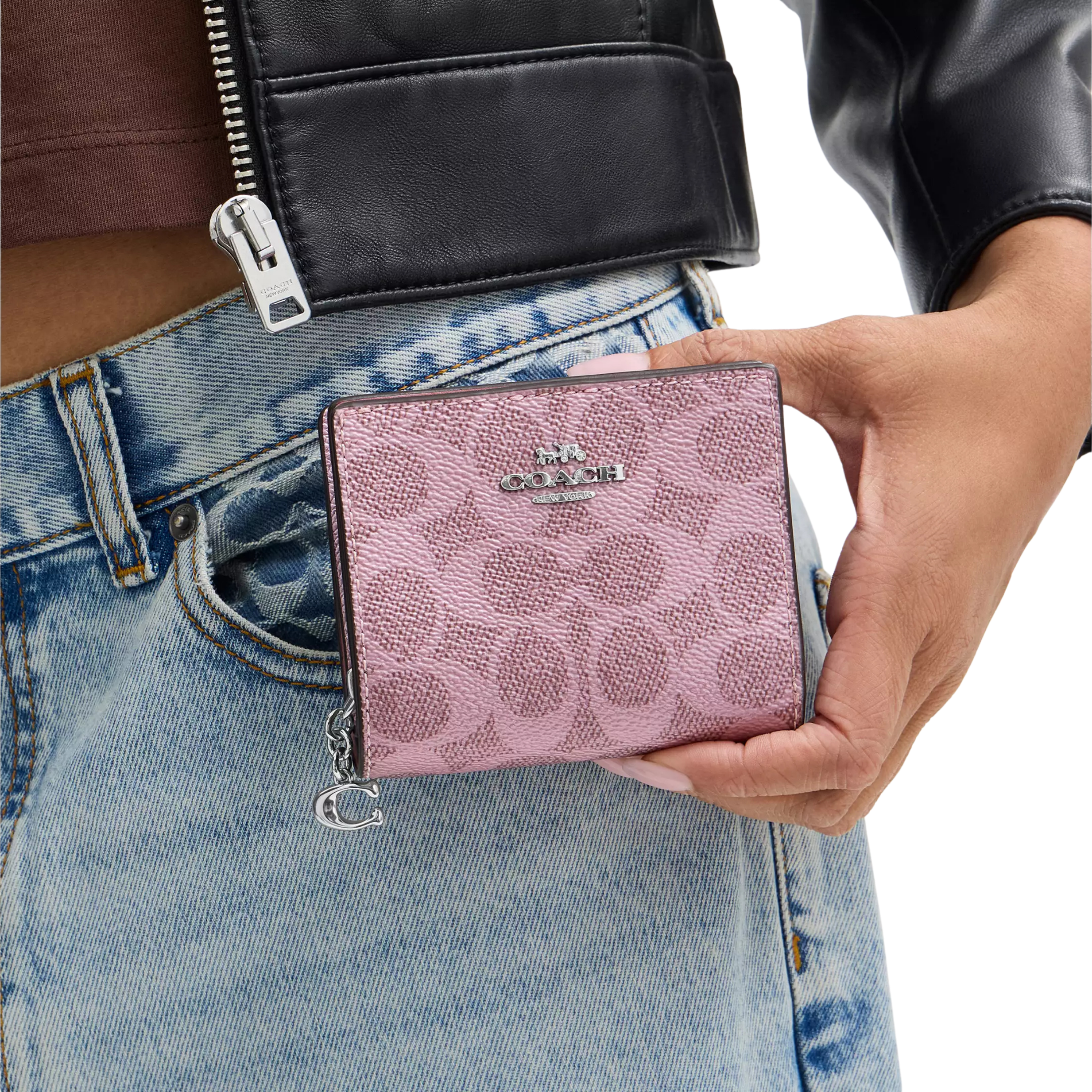Coach Women Boxed Snap Wallet And Picture Frame - Silver Pink