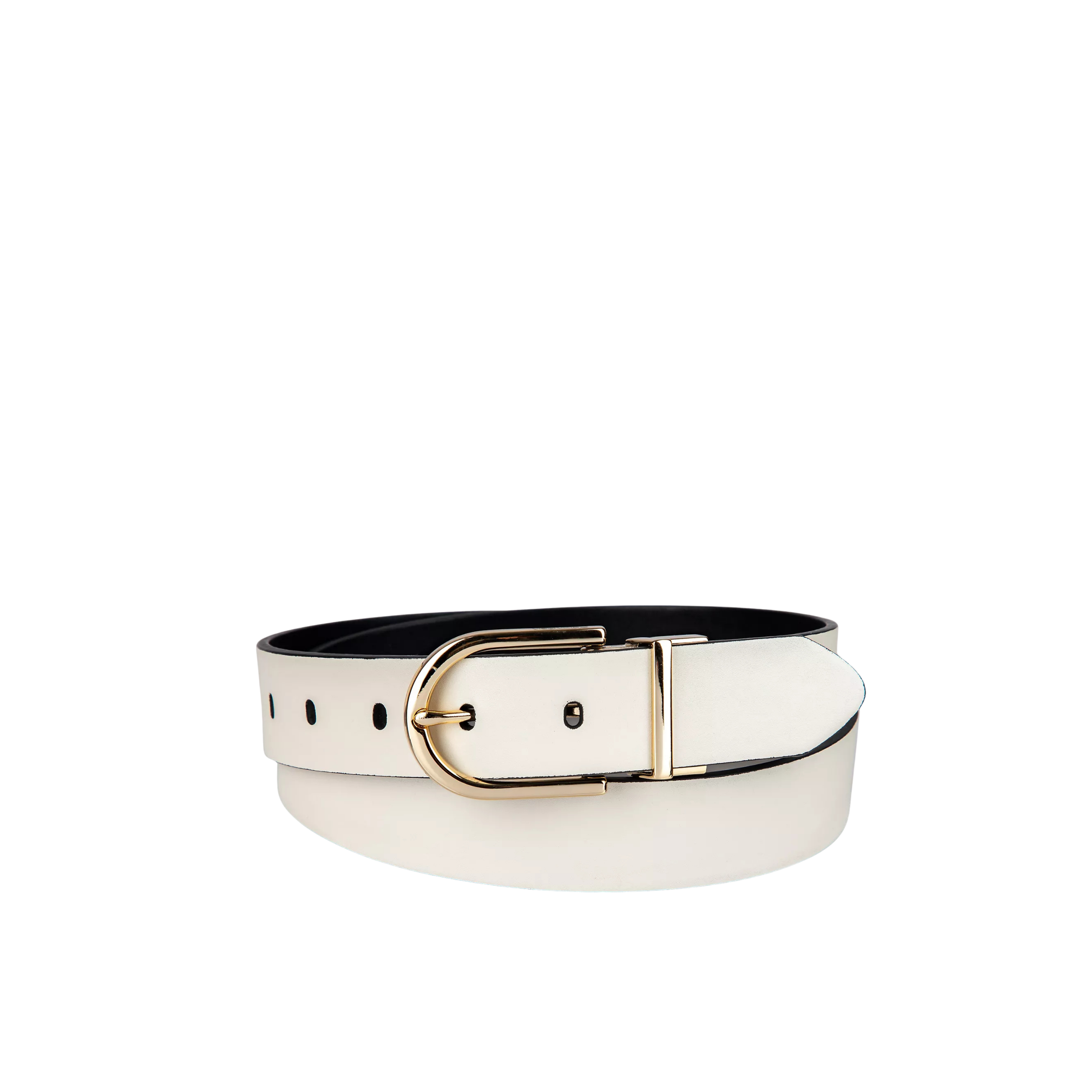 Calvin Klein Women Reversible Round Buckle Belt - New Bone Black