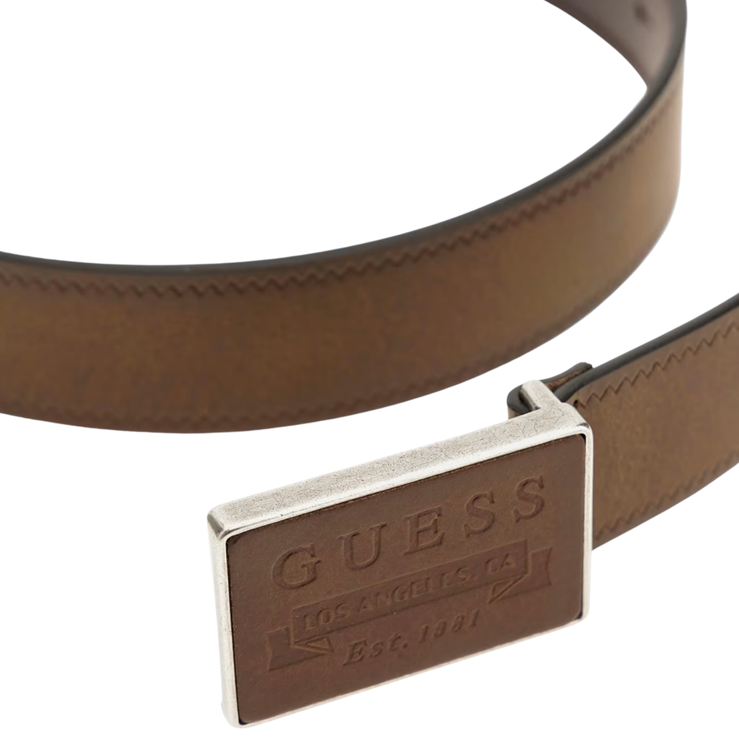 Guess Men Placket Belt - Rich Earth