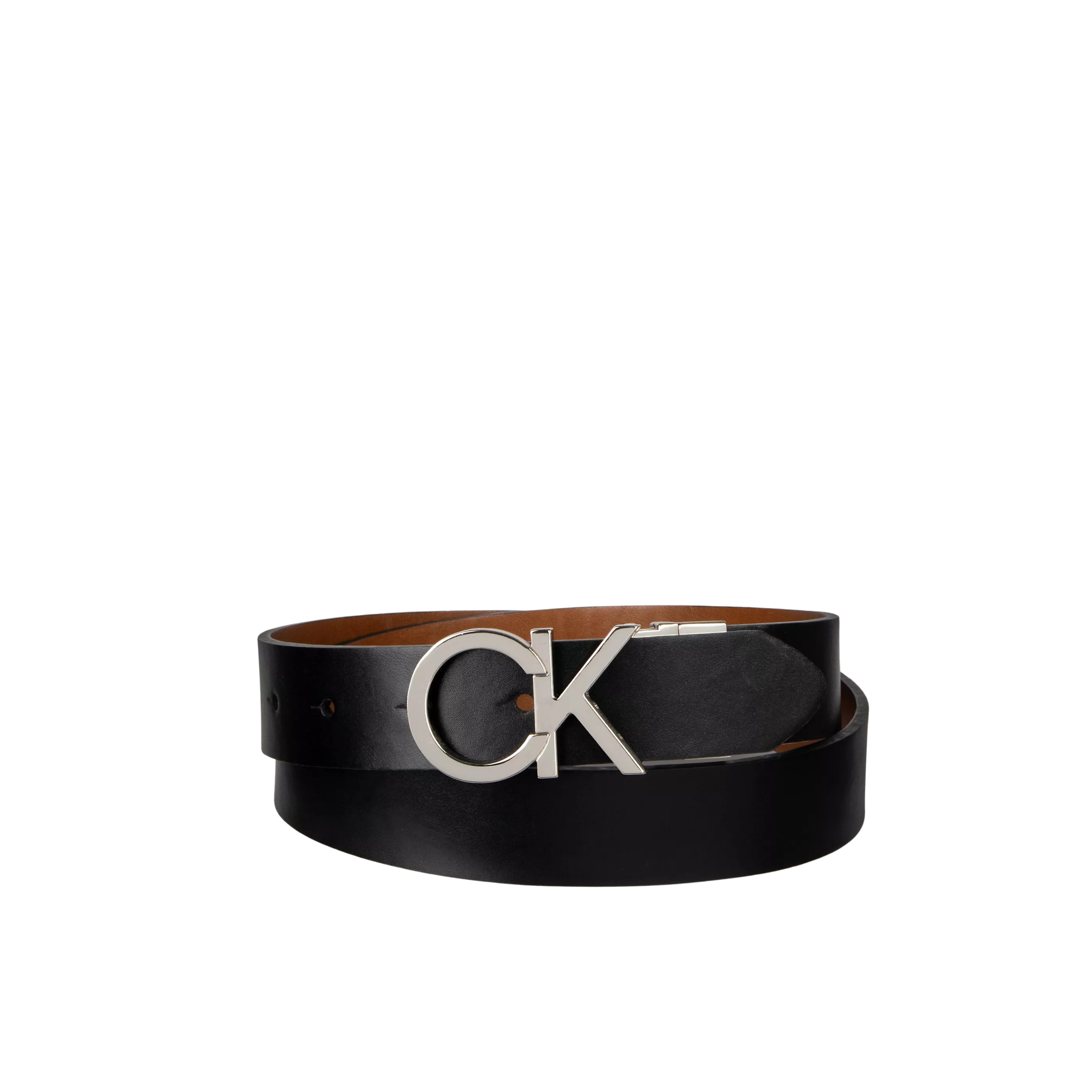 Calvin Klein Women Monogram Logo Plaque Reversible Belt - Black Brown