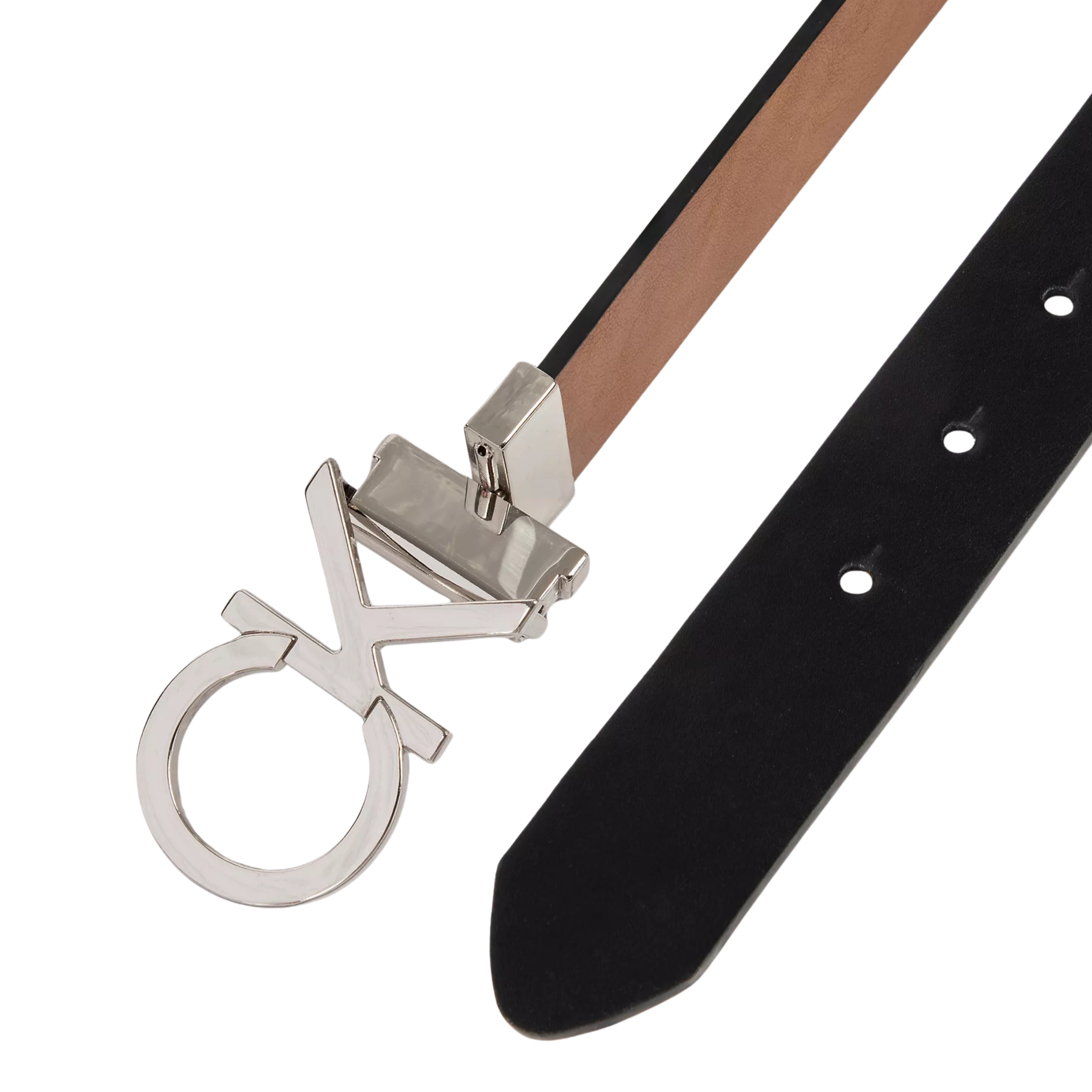 Calvin Klein Women Monogram Logo Plaque Reversible Belt - Black Brown