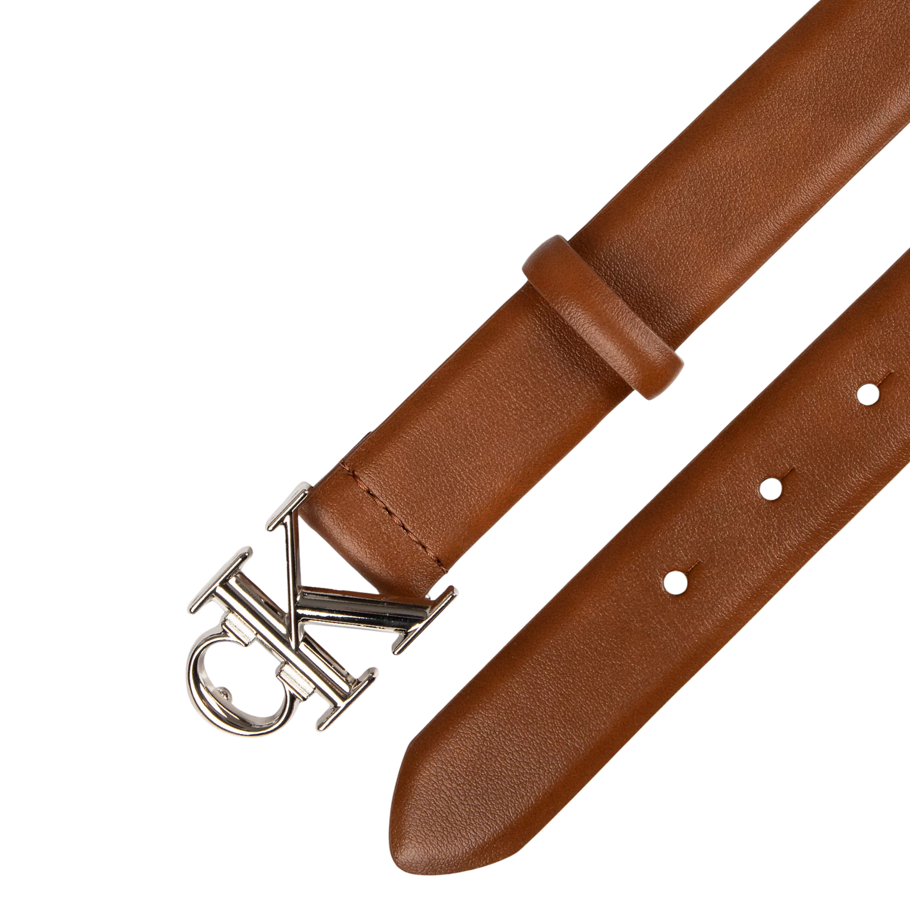 Calvin Klein Women Monogram Logo Plaque Belt - Brown 267